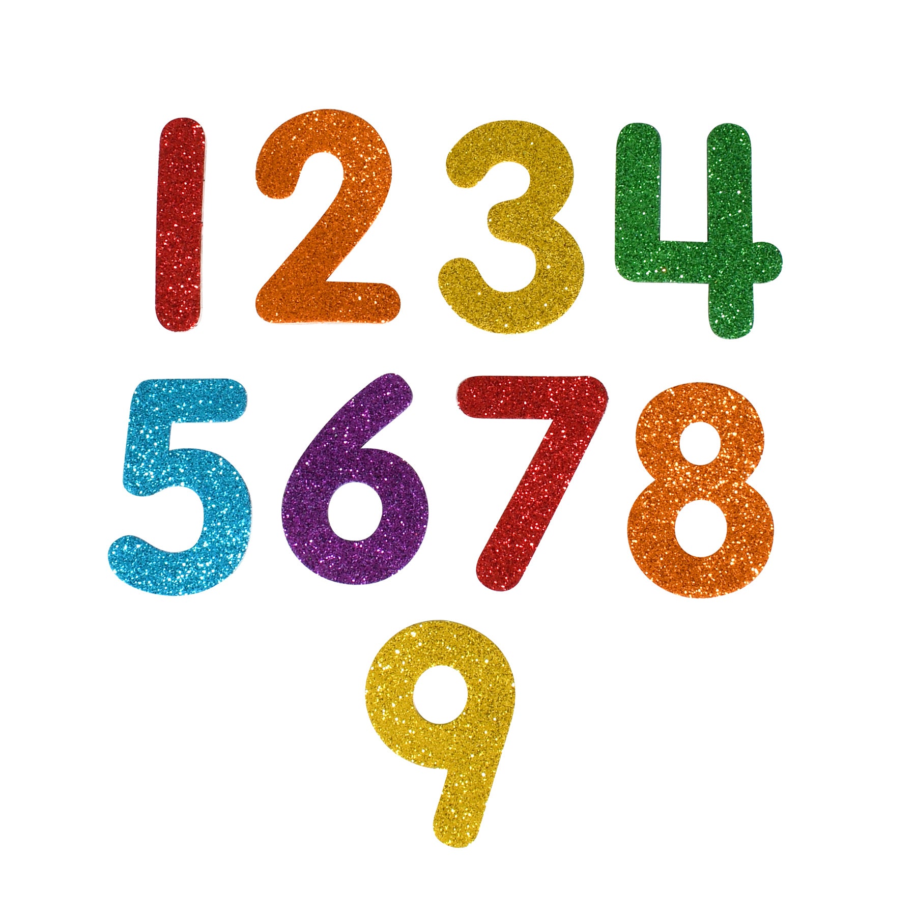 Glitter Foam Stickers - Numbers - Multicolor - Pack of 120