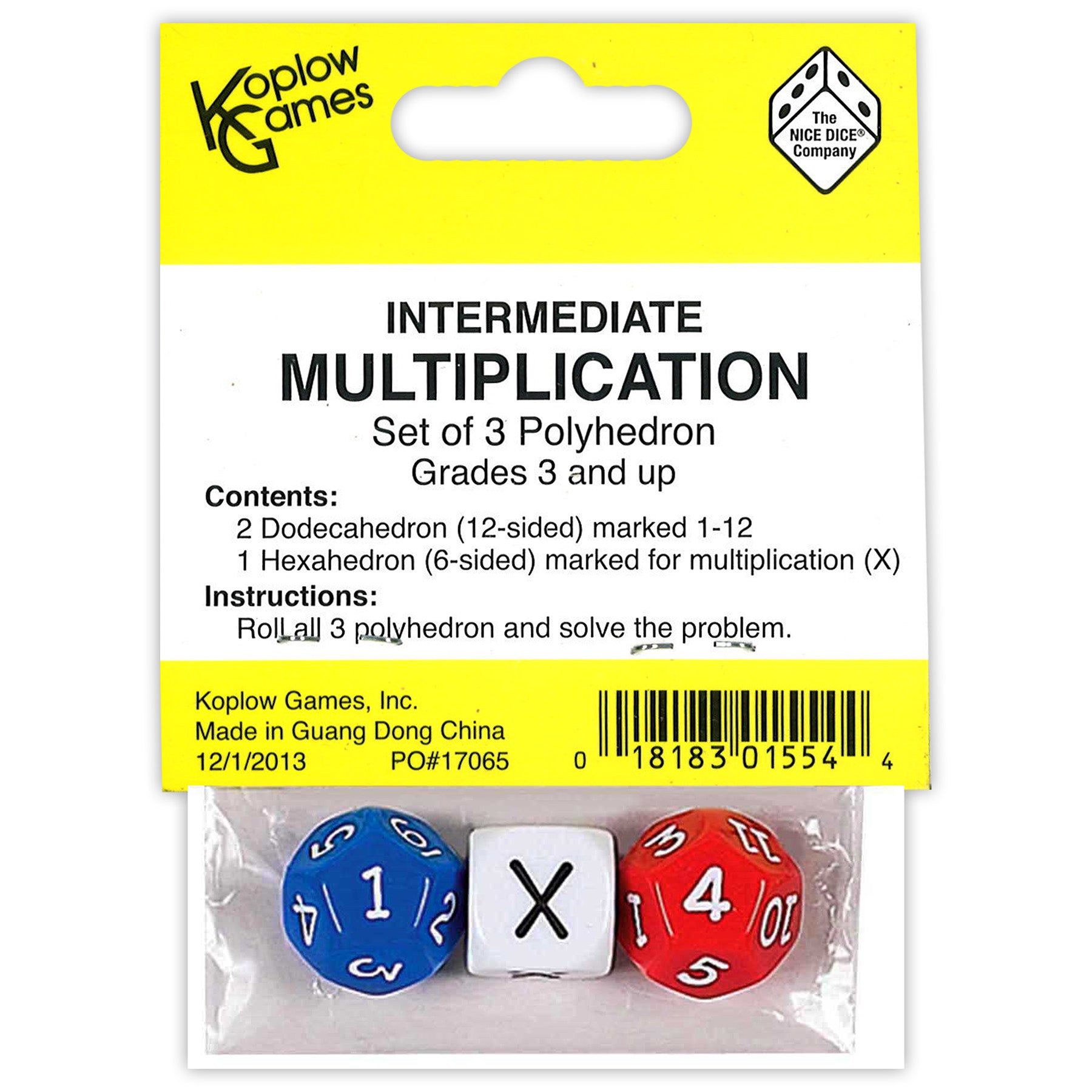 Intermediate Multiplication Dice, Pack of 3