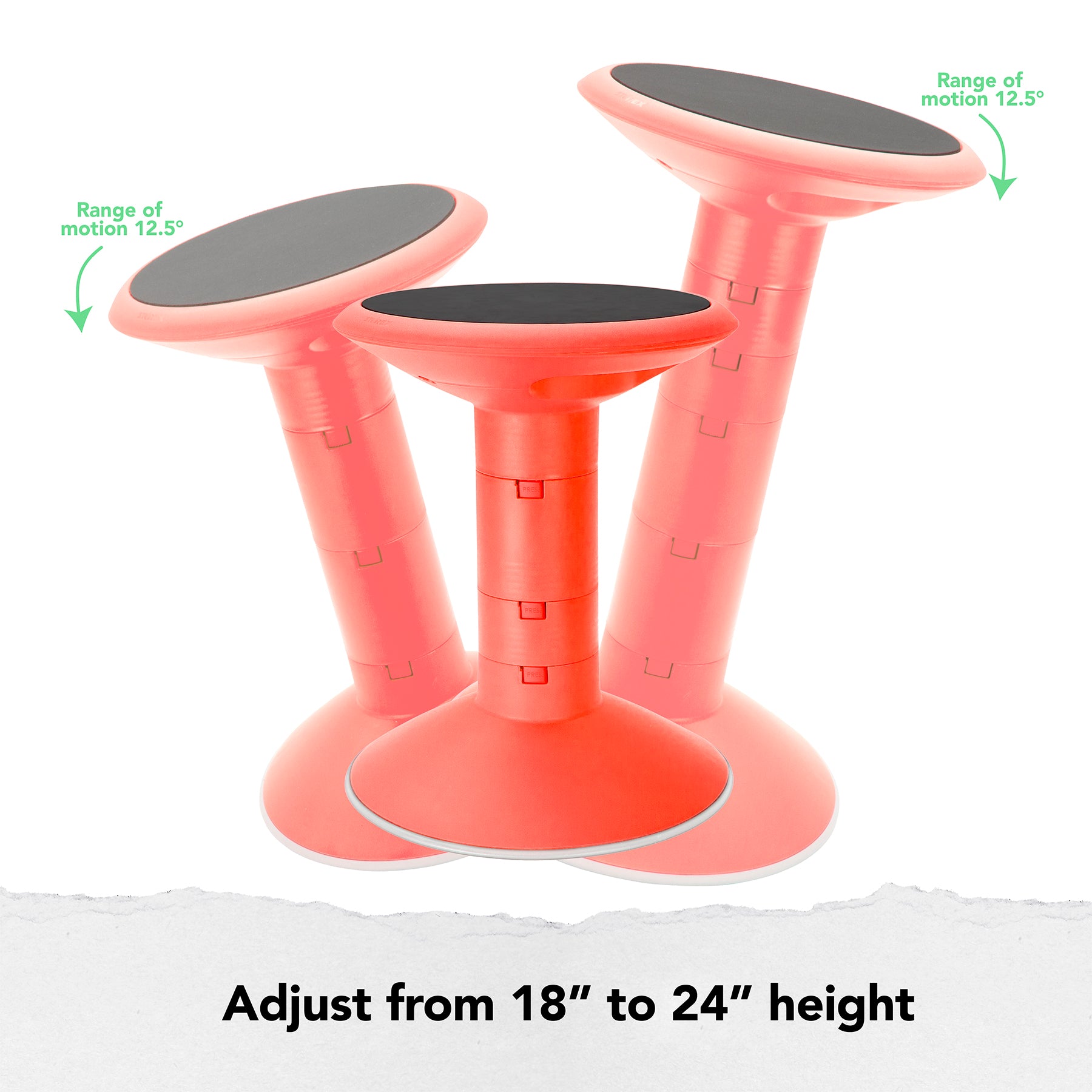 Wiggle stool, 12 to 24-inch, Red