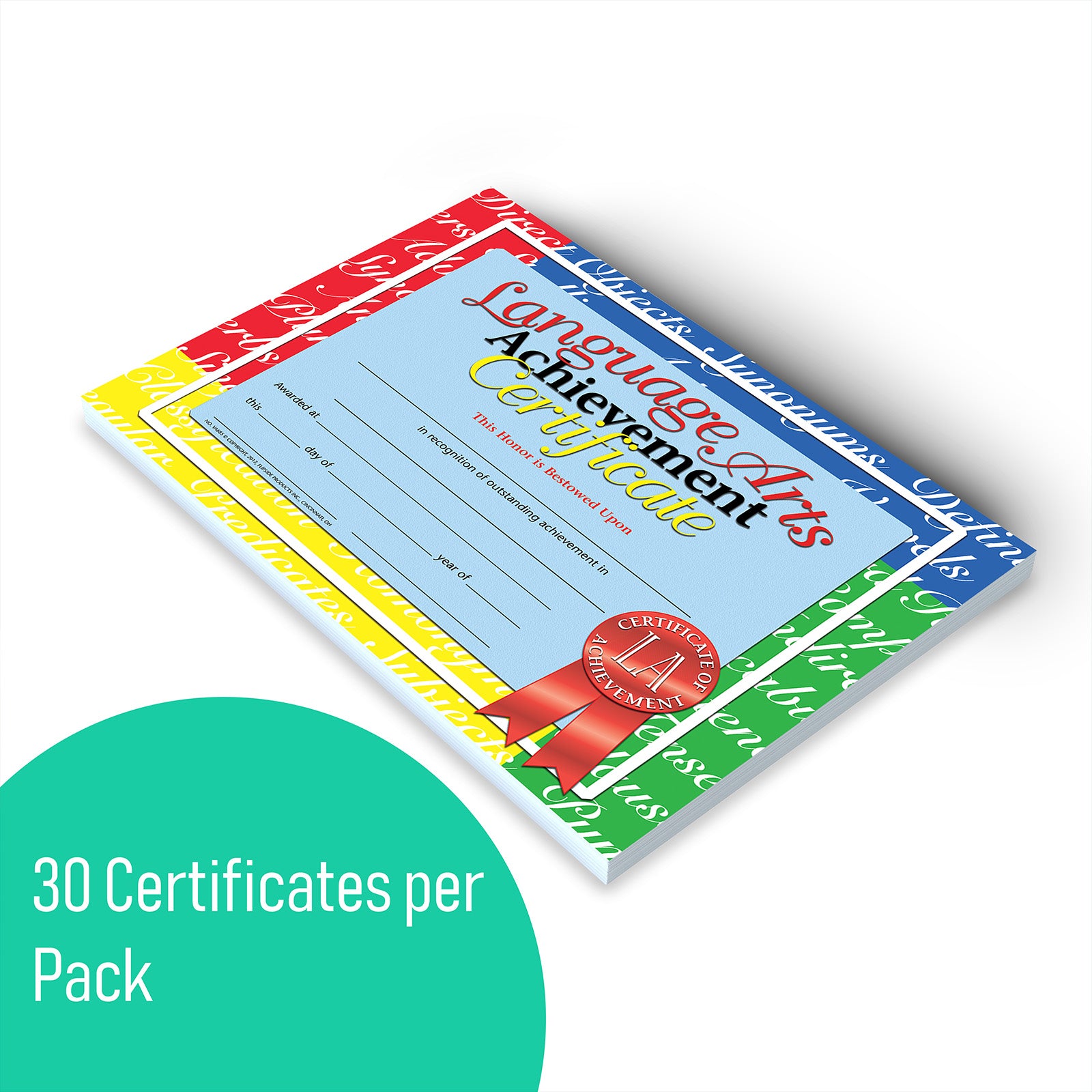 Language Arts Achievement Certificate, 8.5" x 11", Pack of 30