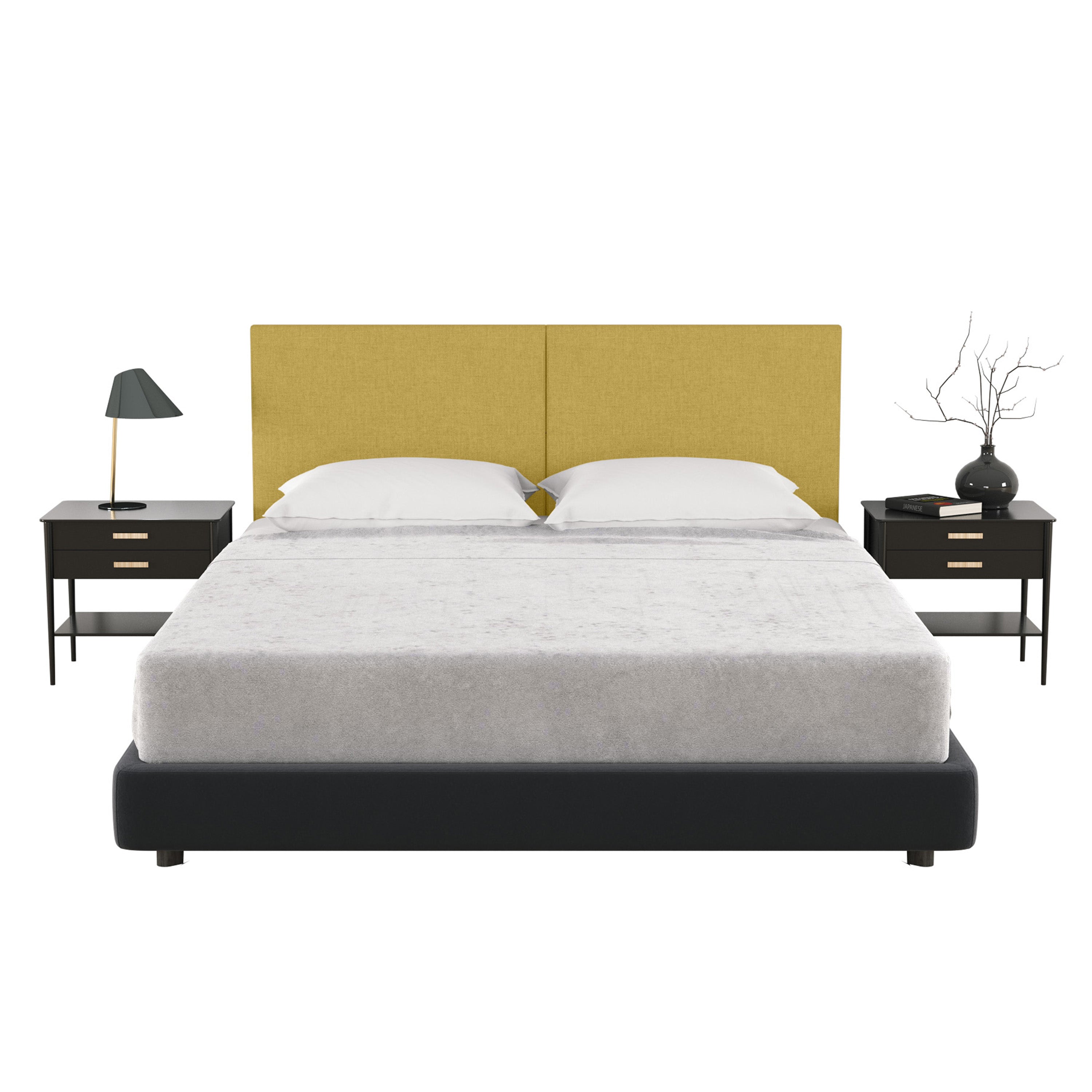 Jaxx Panelist Modern Padded Headboard- Set of 2 Wall Mounted Panels (Each 22.5" x 30")- Queen Double Tall, Microvelvet Amber Gold