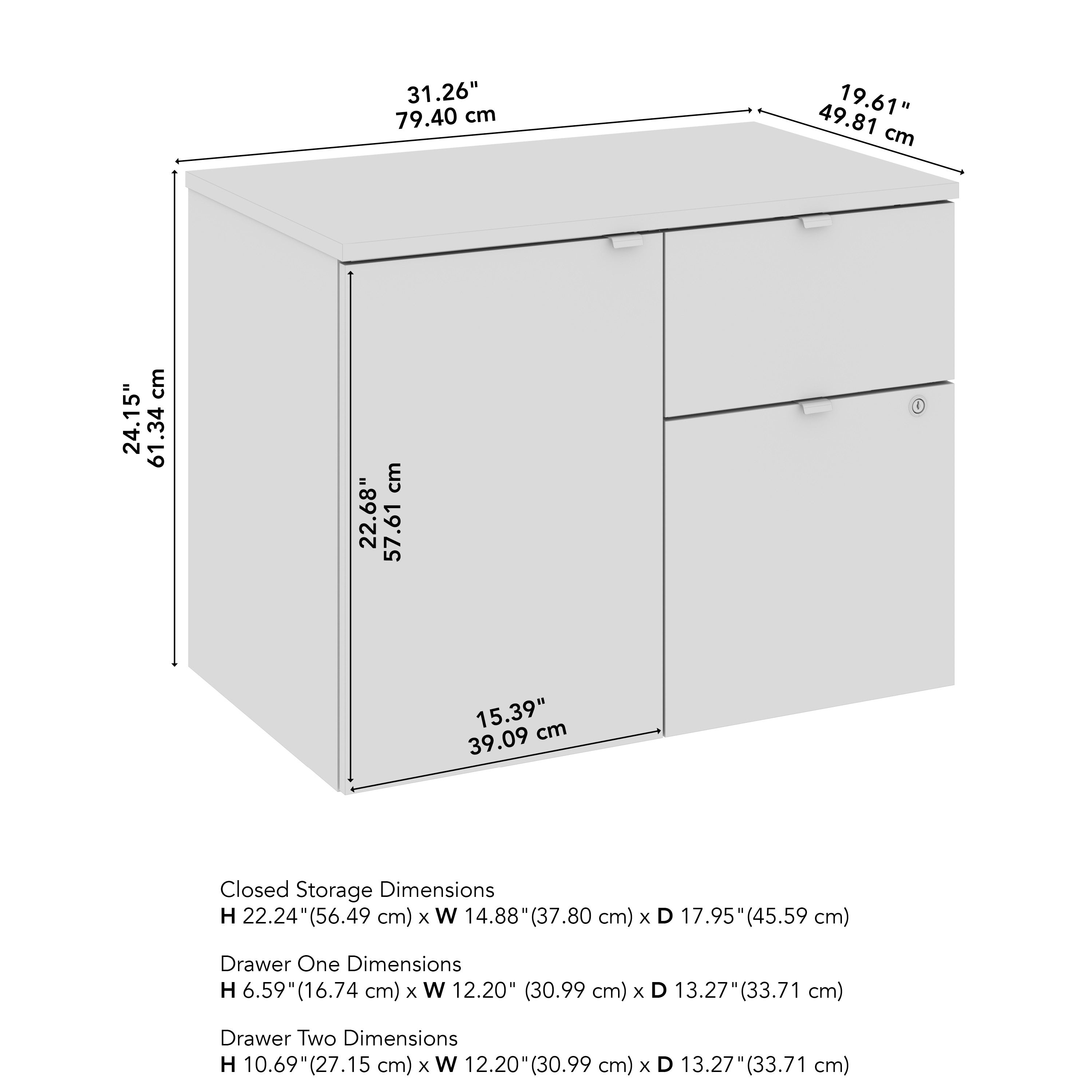 Bush Business Furniture Stratus&nbsp;30W Office Storage Cabinet with Drawers in White - 31.26" Width x 19.61" Depth x 24.15" Height