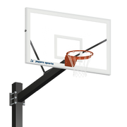 Basketball System - Titan   (Powder Coated) Black (6 in. x 6 in. Pole with 4 ft. Offset) - 72 in. Glass Backboard - Flex Rim Goal  (Surface Mount)