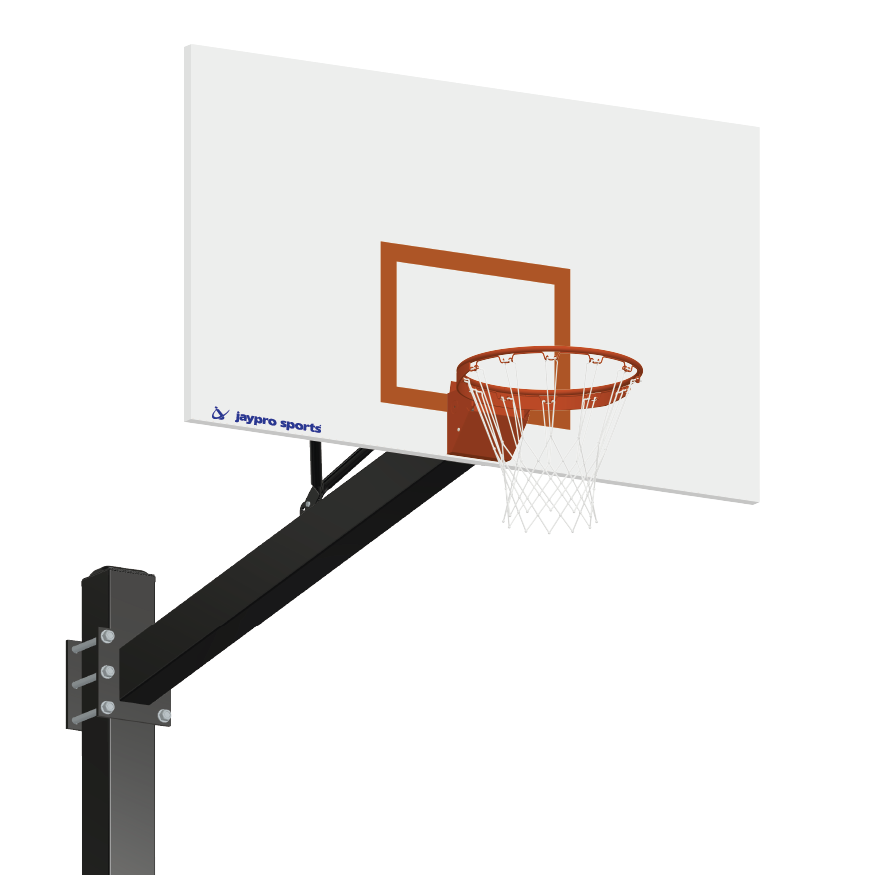 Basketball System - Titan   (Powder Coated) Black (6 in. x 6 in. Pole with 6 ft. Offset) - 72 in. Steel Backboard - Flex Rim Goal