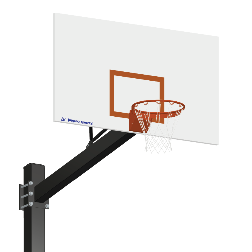Basketball System - Titan   (Powder Coated) Black (6 in. x 6 in. Pole with 6 ft. Offset) - 72 in. Steel Backboard - Flex Rim Goal  (Surface Mount)