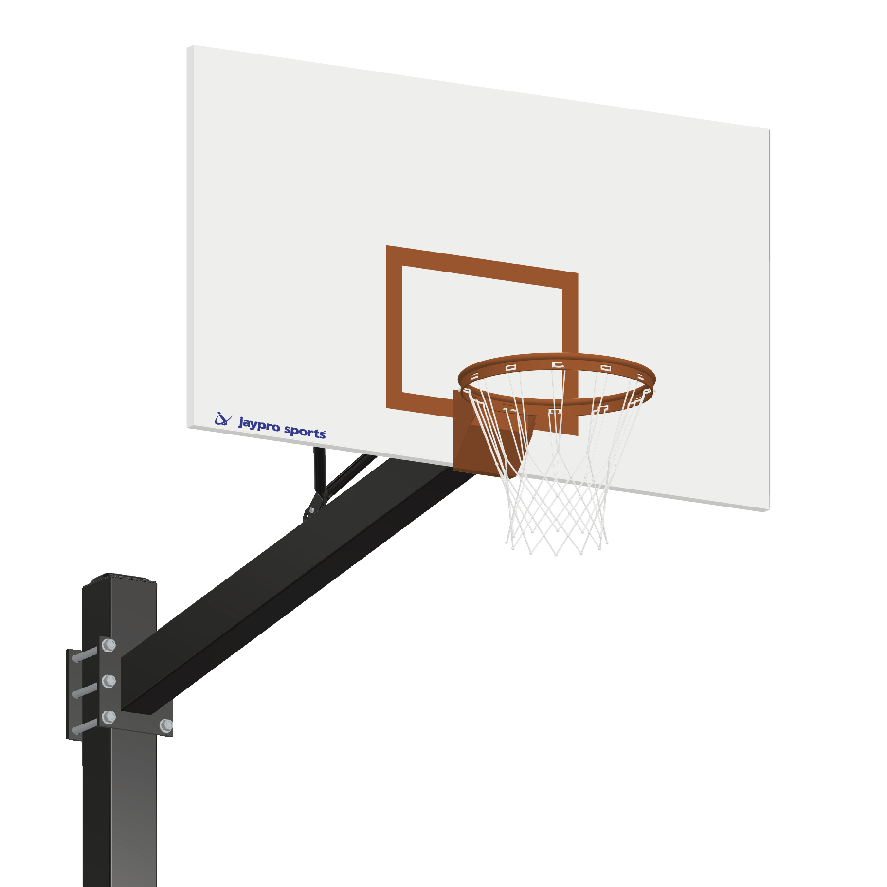 Basketball System - Titan   (Powder Coated) Black (6 in. x 6 in. Pole with 6 ft. Offset) - 72 in. Steel Backboard - Breakaway Playground Goal