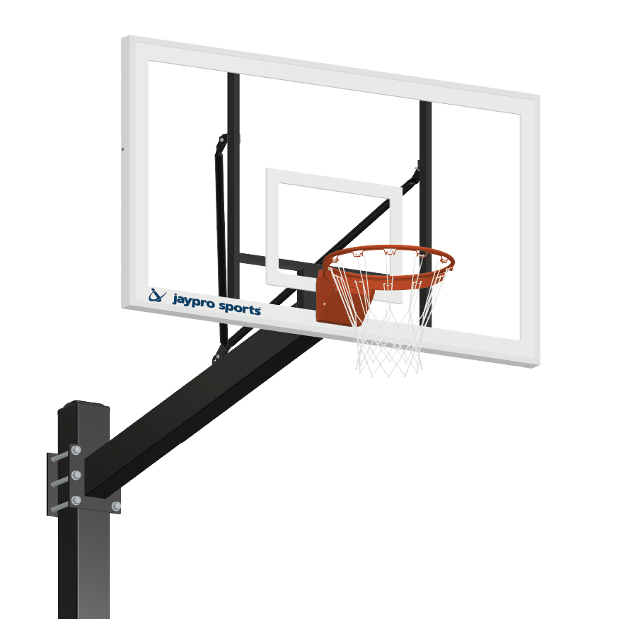 Basketball System - Titan   (Powder Coated) Black (6 in. x 6 in. Pole with 6 ft. Offset) - 72 in. Acrylic Backboard - Flex Rim Goal
