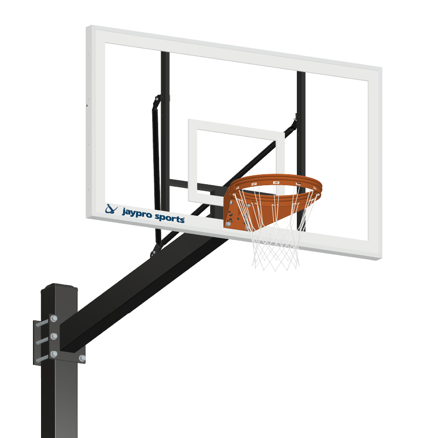 Basketball System - Titan   (Powder Coated) Black (6 in. x 6 in. Pole with 6 ft. Offset) - 72 in. Acrylic Backboard - Flex Rim Goal (Surface Mount)