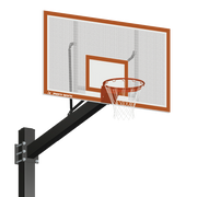 Basketball System - Titan   (Powder Coated) Black (6 in. x 6 in. Pole with 6 ft. Offset) - 72 in. Perforated Steel Backboard - Flex Rim Goal