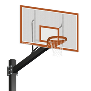 Basketball System - Titan   (Powder Coated) Black (6 in. x 6 in. Pole with 6 ft. Offset) - 72 in. Perforated Steel Backboard - Playground Goal