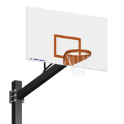 Basketball System - Titan   (Powder Coated) Black (6 in. x 6 in. Pole with 6 ft. Offset) - 72 in. Steel Backboard - Playground Goal  (Surface Mount)