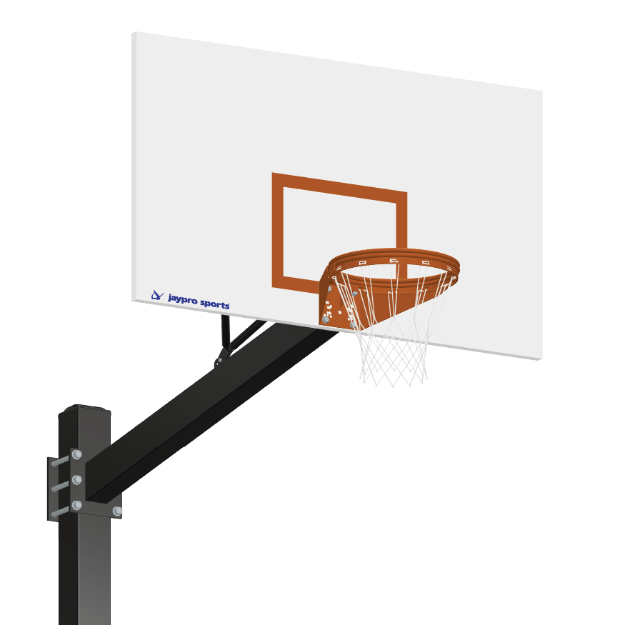 Basketball System - Titan   (Powder Coated) Black (6 in. x 6 in. Pole with 4 ft. Offset) - 72 in. Steel Backboard - Playground Goal (Surface Mount)