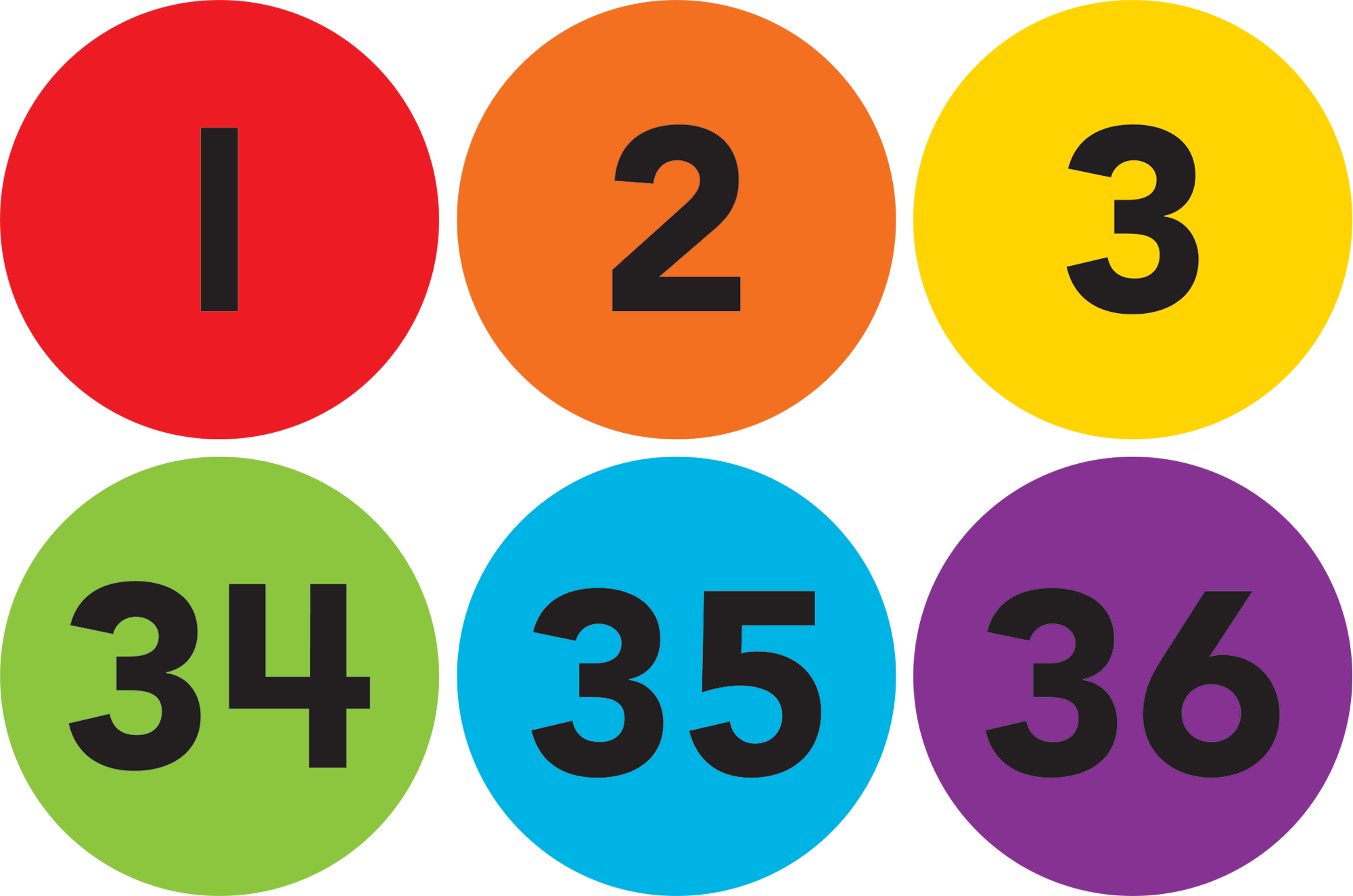 Spot On® Carpet Markers Numbers 1–36 - 4"