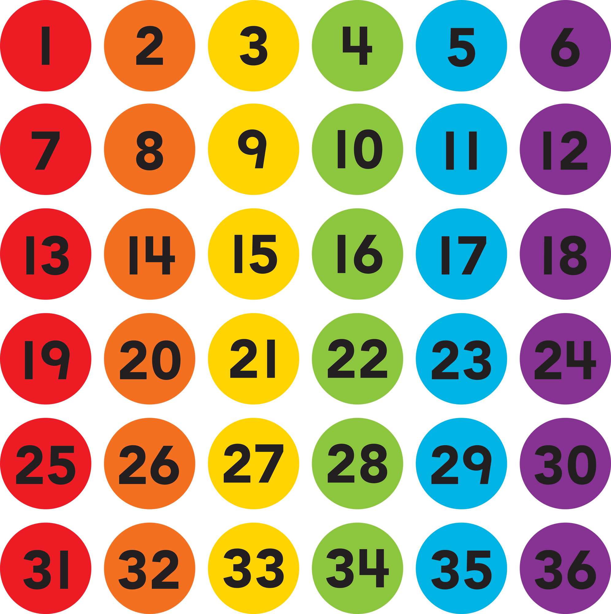 Spot On® Carpet Markers Numbers 1–36 - 4"