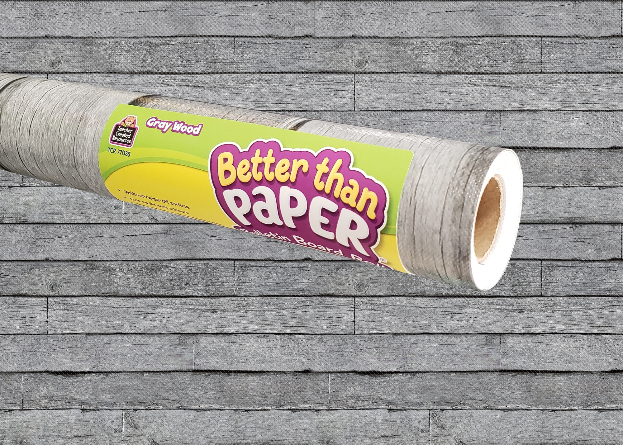 Teacher Created Resources Bulletin Board Roll - Bulletin Board, Poster, Student - 12 ft Height x 48" Width - Gray Wood - Fabric - 1 Roll