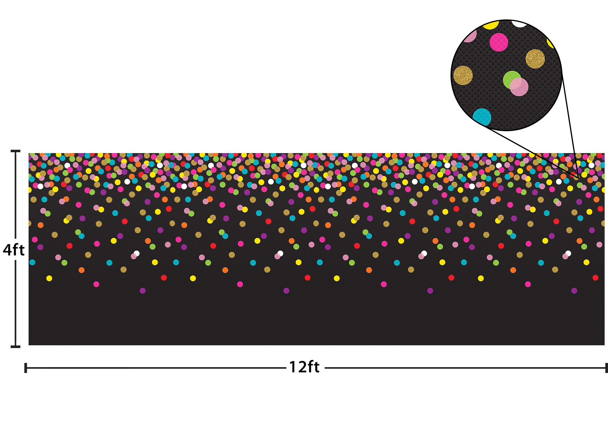 Colorful Confetti on Black Better Than Paper® Bulletin Board Roll