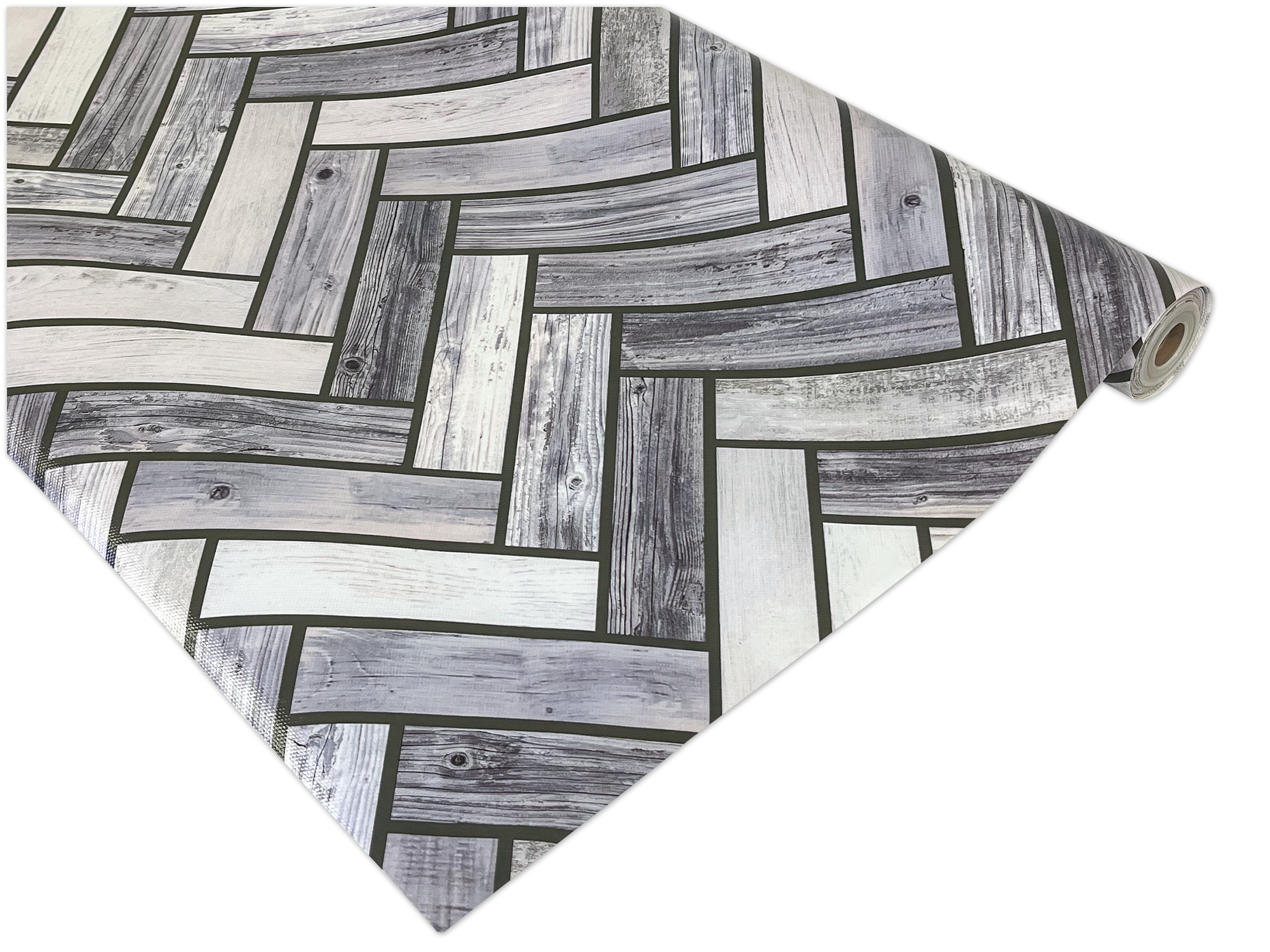 White & Gray Wood Herringbone Better Than Paper® Bulletin Board Roll