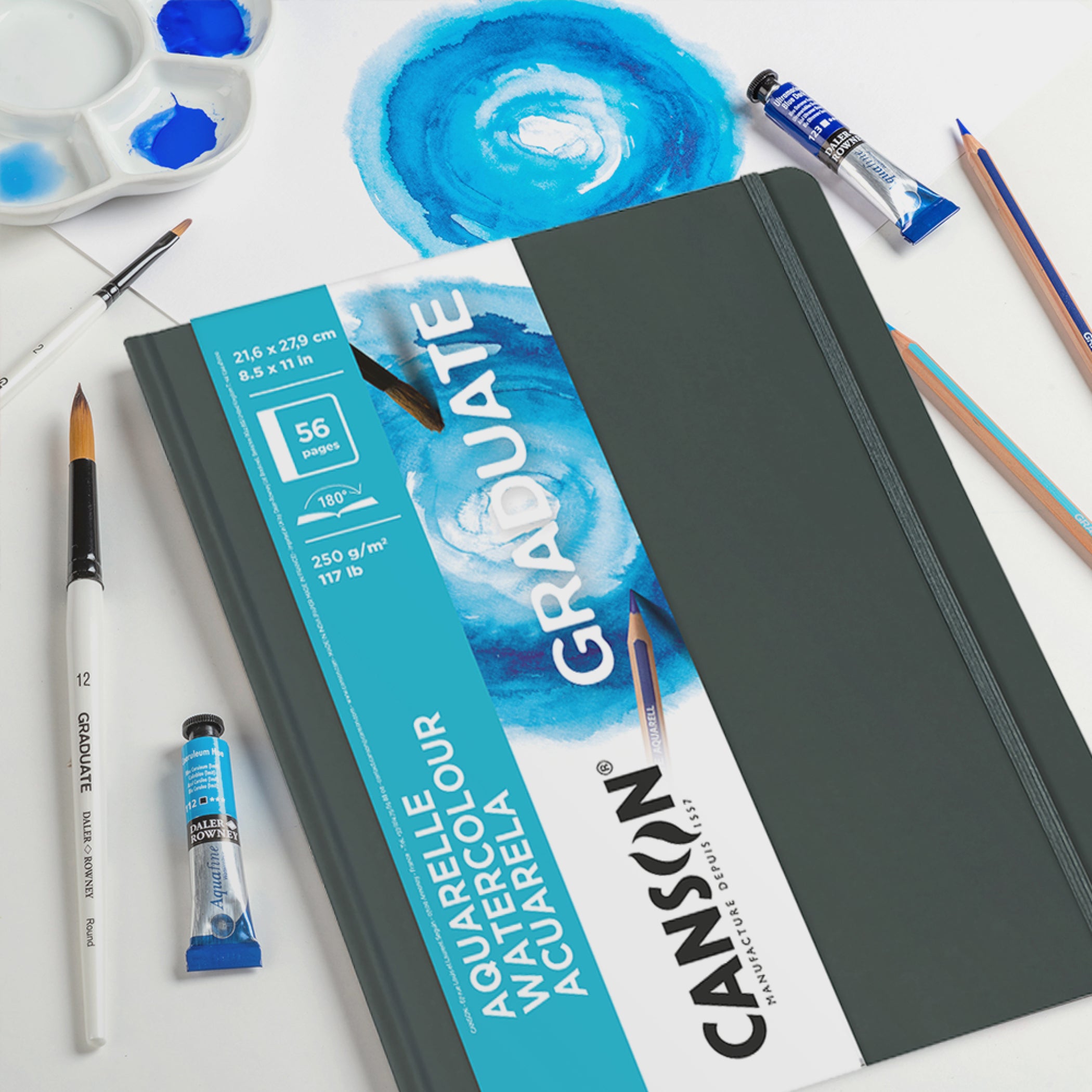 Graduate Watercolor Art Book, Hard Cover Binding, 28 Sheet, 8.5x5.5 inch, 1 Count