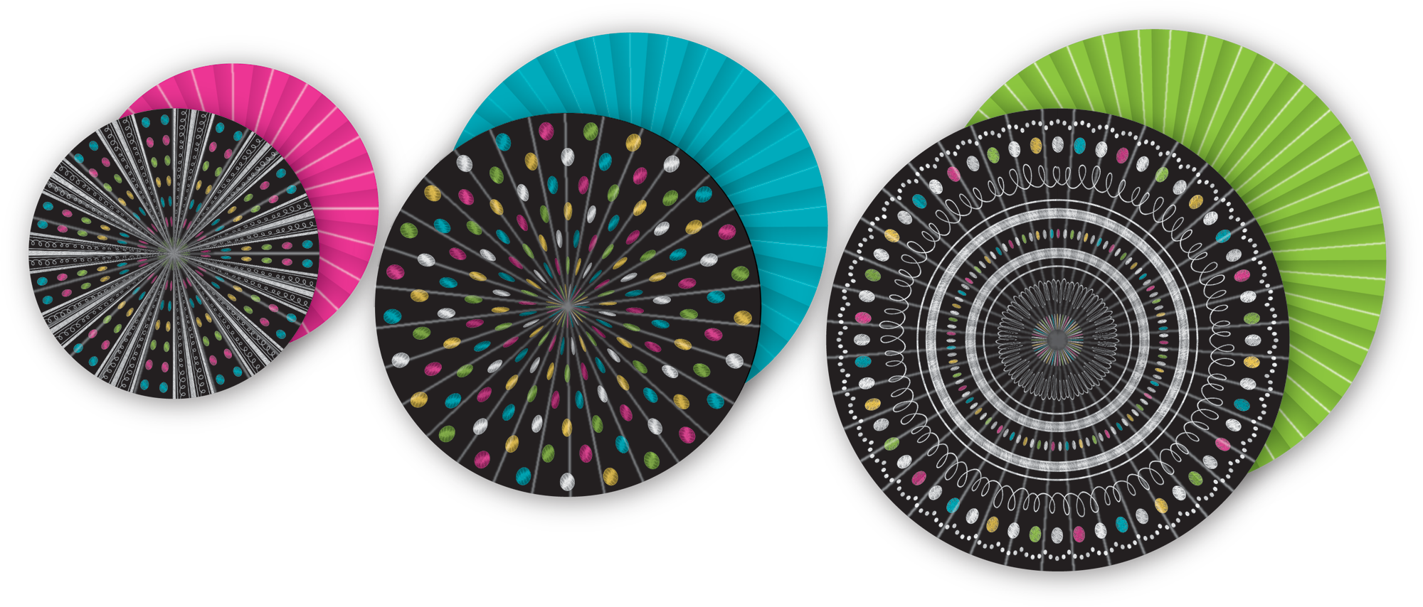 Chalkboard Brights Hanging Paper Fans