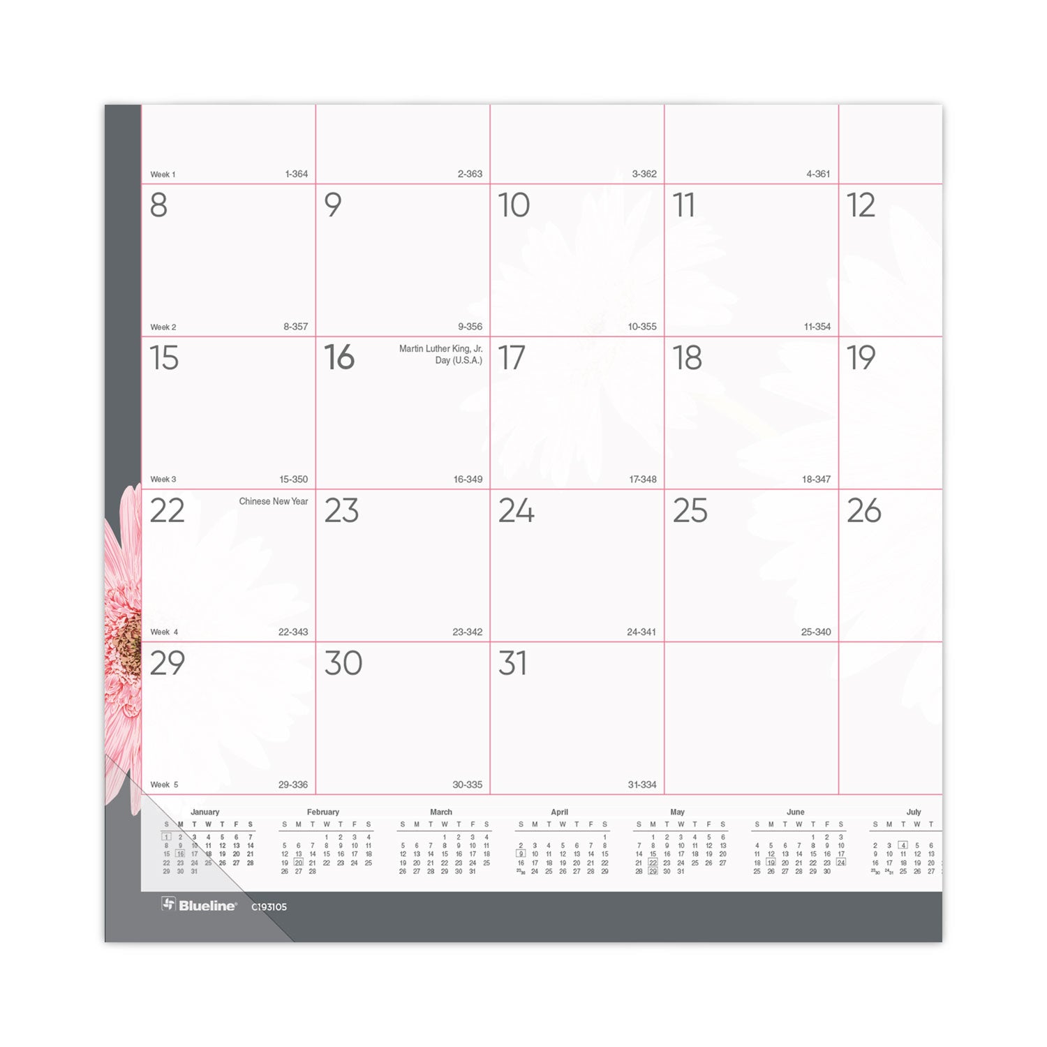 Brownline Monthly Floral Desk Pad