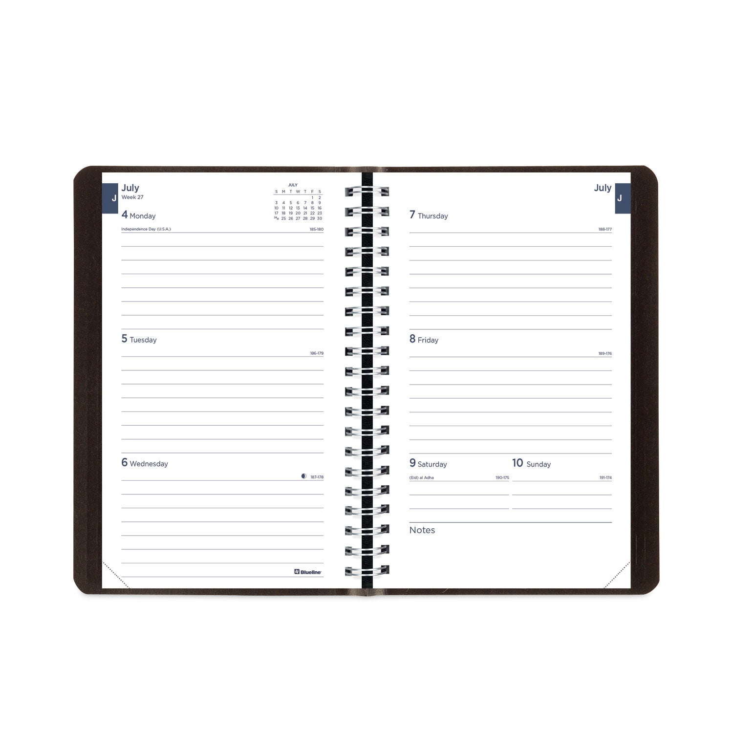 Julian Dates - Weekly - July 2025 to July 2026 - 1 Week Double Page Layout - 5" x 8" Sheet Size - Twin Wire - Black - Soft Cover, Tear-off - 1 Each
