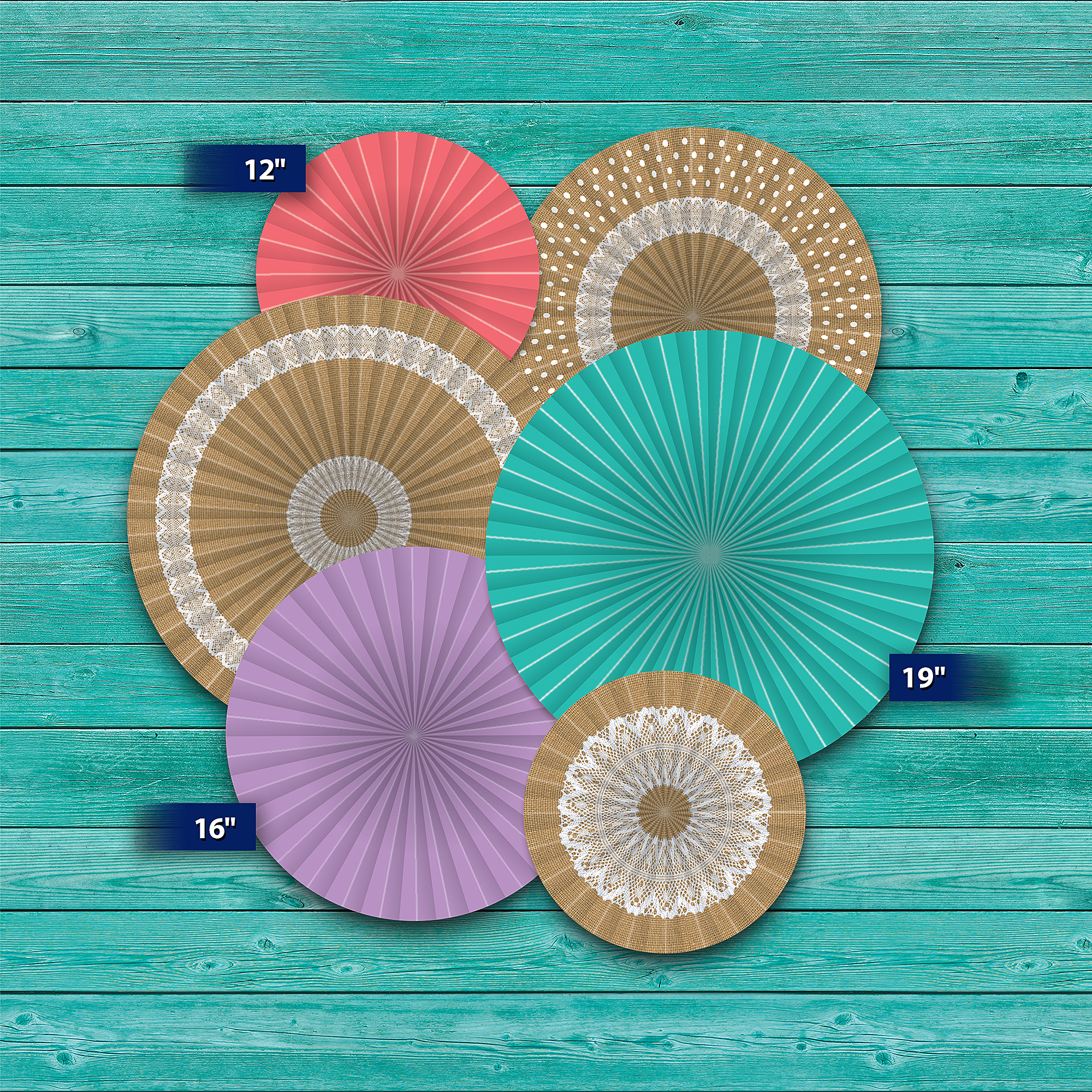 Shabby Chic Burlap Hanging Paper Fans