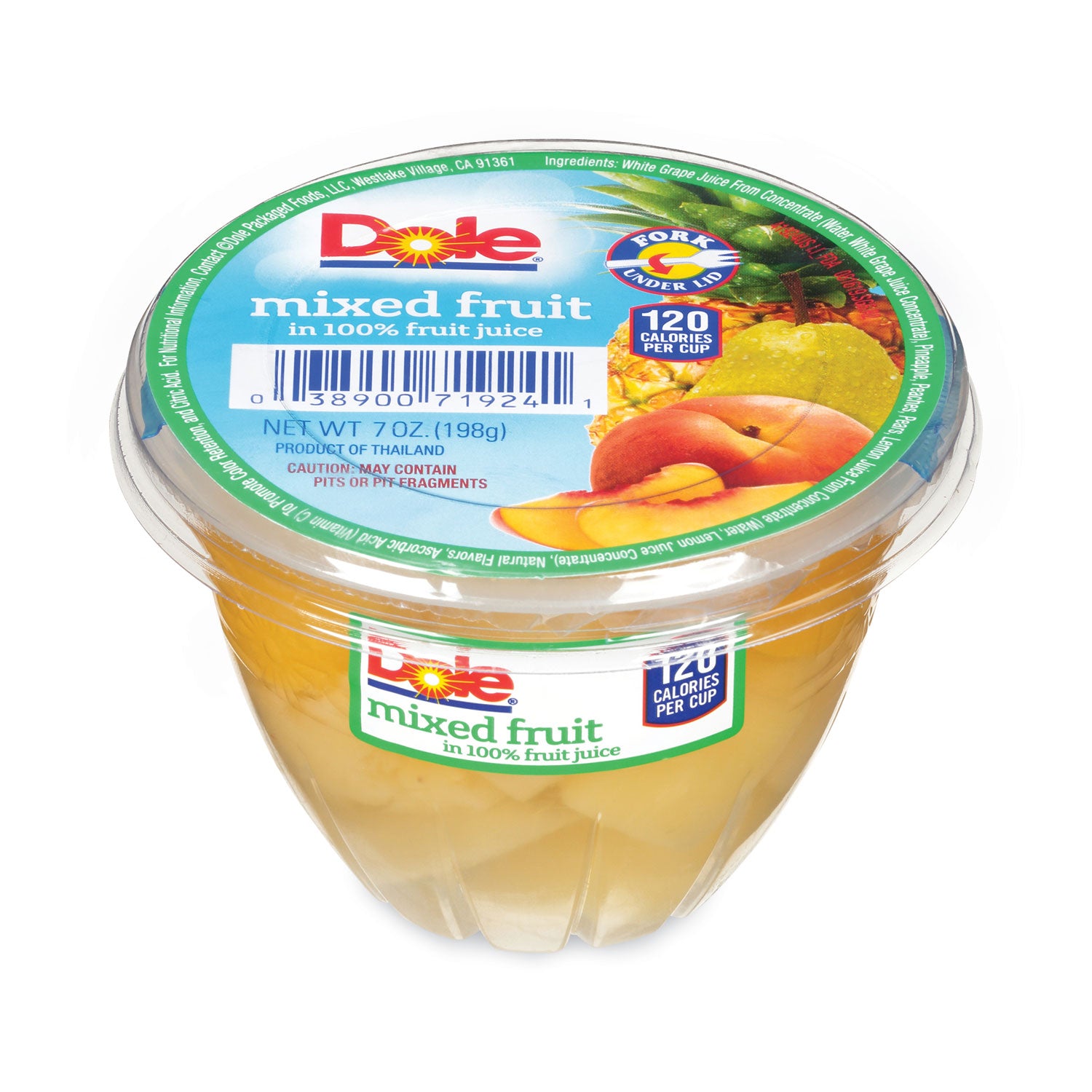 Dole Mixed Fruit Cups - Gluten-free - Pineapple, Peach, Pear - 1 Carton