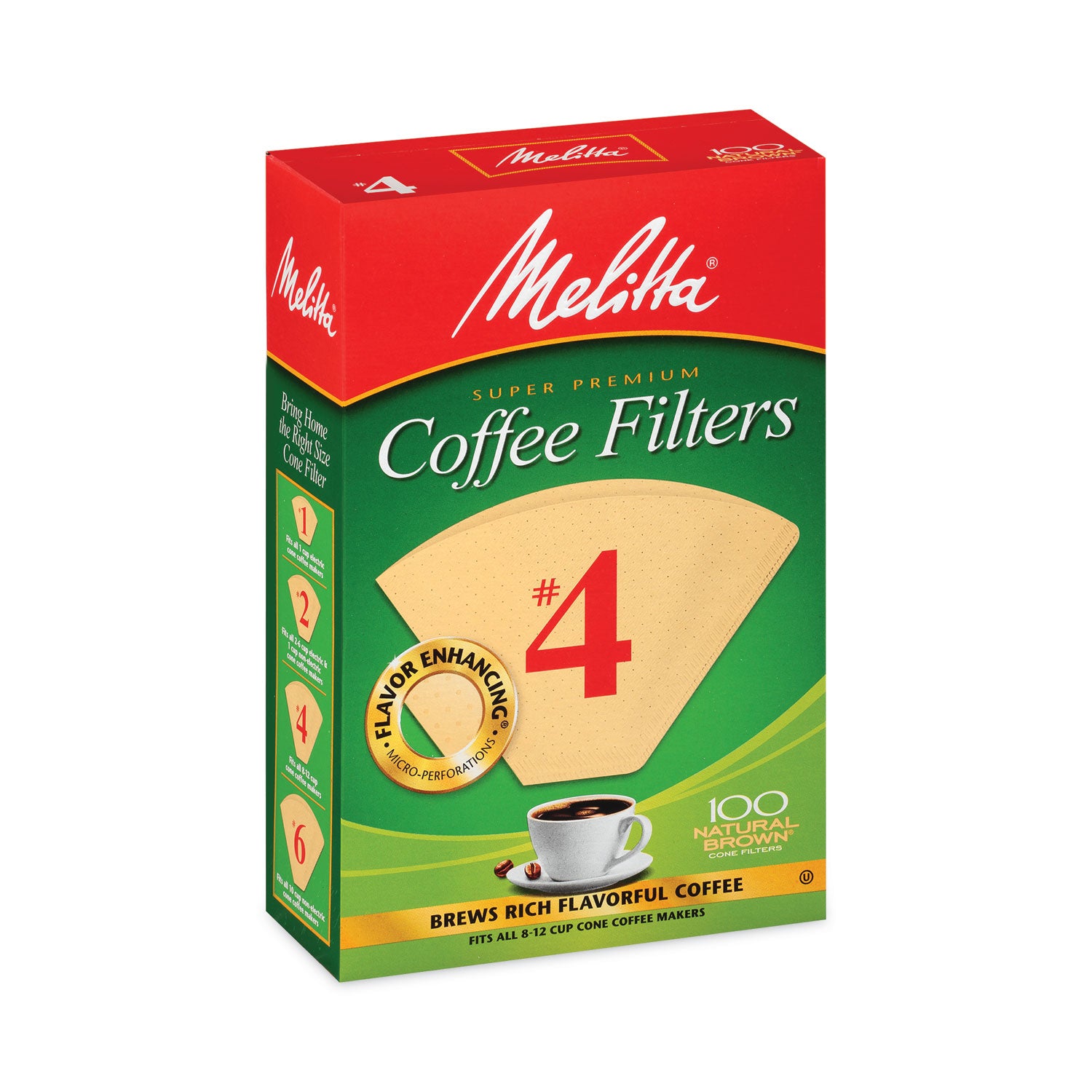 #4 Size - 100 Filter(s) - 12 Cup(s) - Cone - Micro Perforated, Double Crimped, Chlorine-free, Gluten-free, Burst Resistant - 100 Filters/Box - 3 / Pack