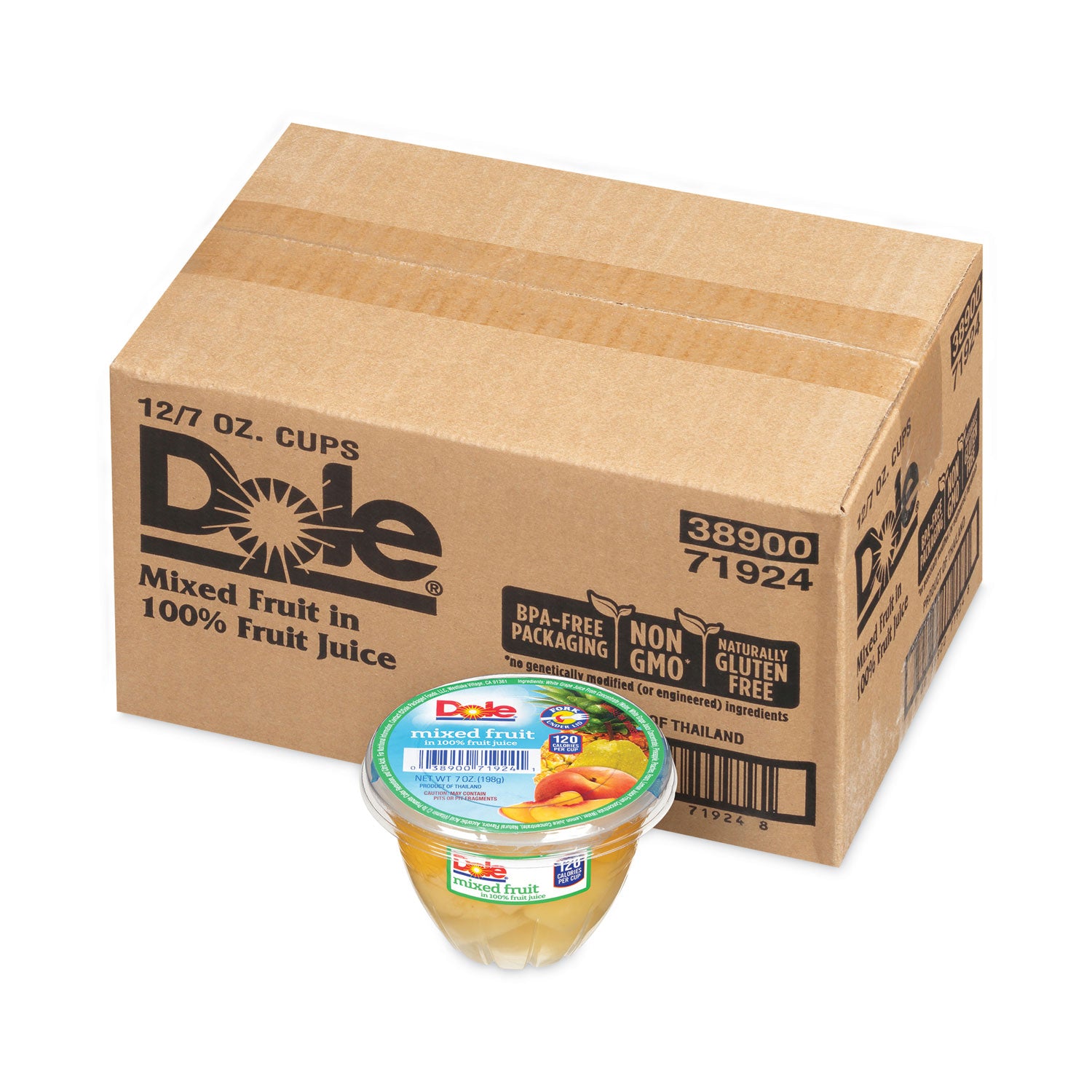 Dole Mixed Fruit Cups - Gluten-free - Pineapple, Peach, Pear - 1 Carton