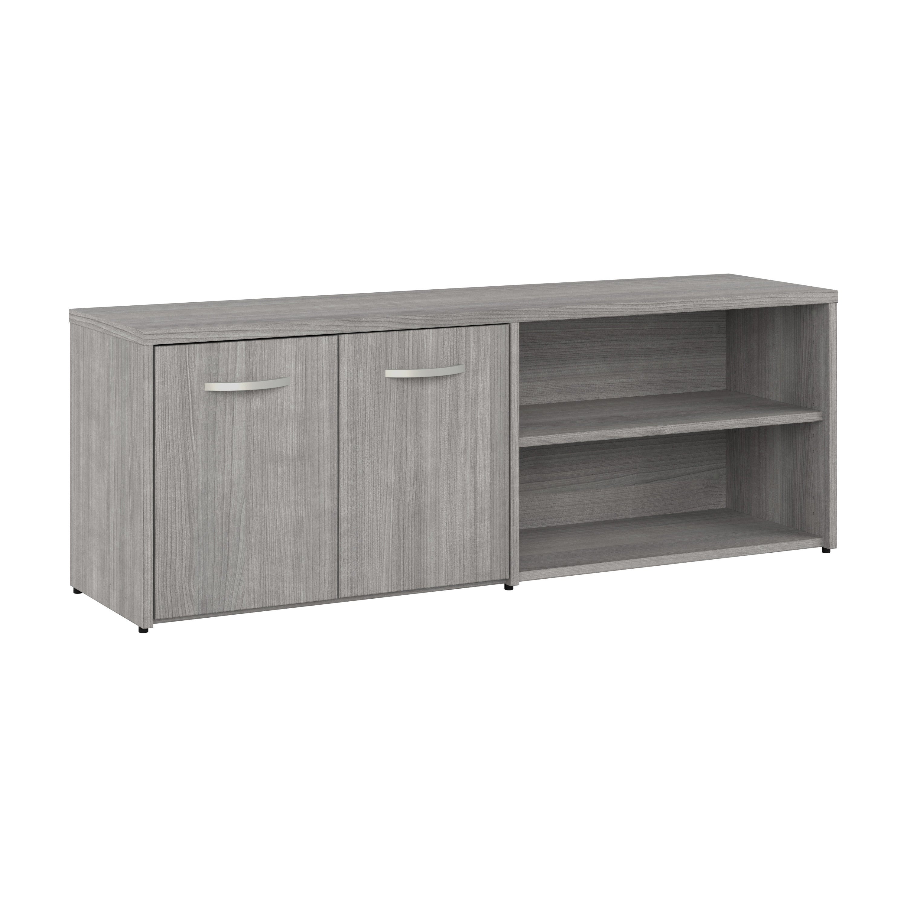 Bush Business Furniture Studio C Low Storage Cabinet with Doors and Shelves in Platinum Gray - 59.17" Width x 15.71" Depth x 21.2" Height