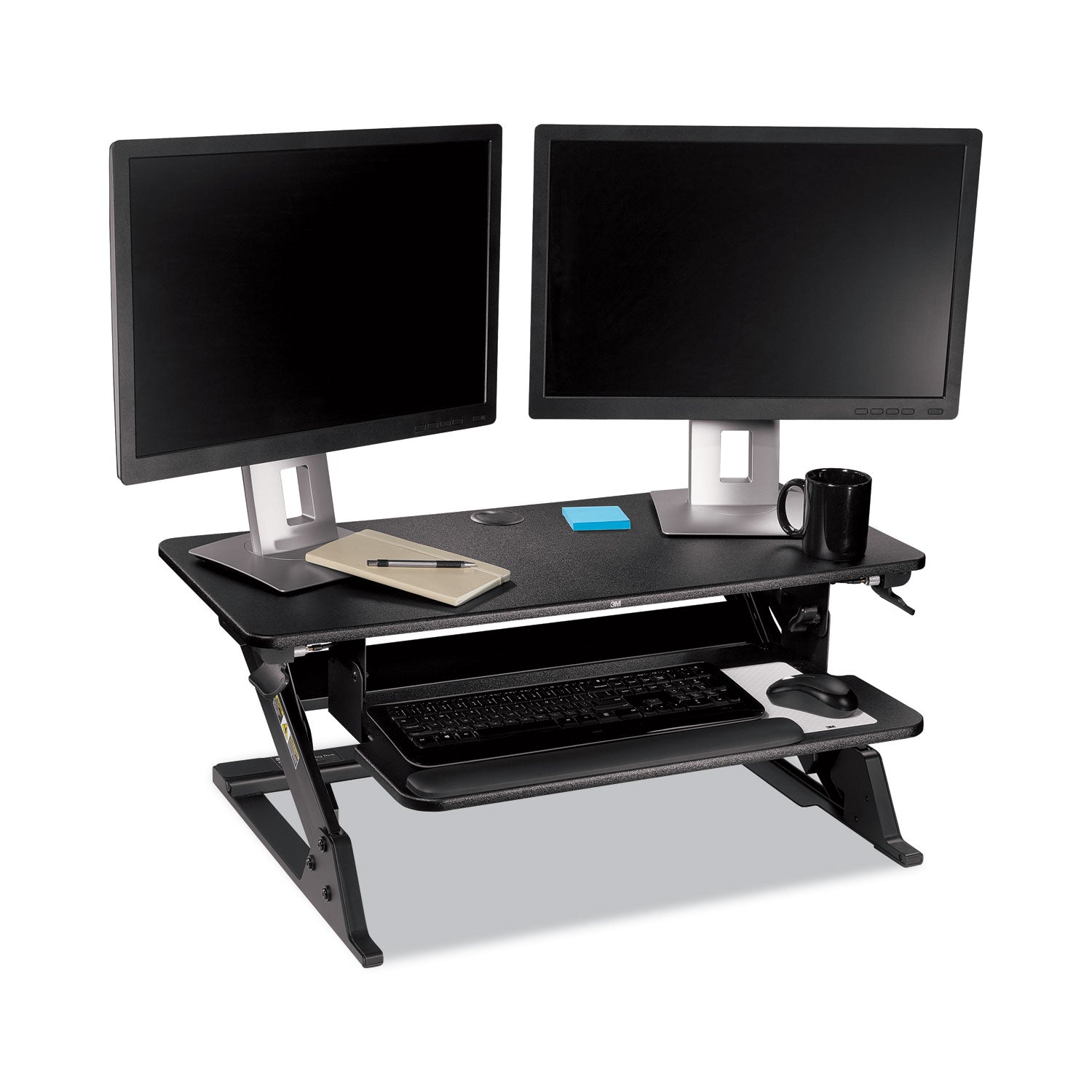3M Precision Standing Desk, Adjustable Height 6.2"-20", Supports Up to 24" Screen, 35 lb Capacity, 23.2"W x 35.4"H x 6.2"D, Black, Includes Gel Wrist Rest & Mouse Pad, 1 Each
