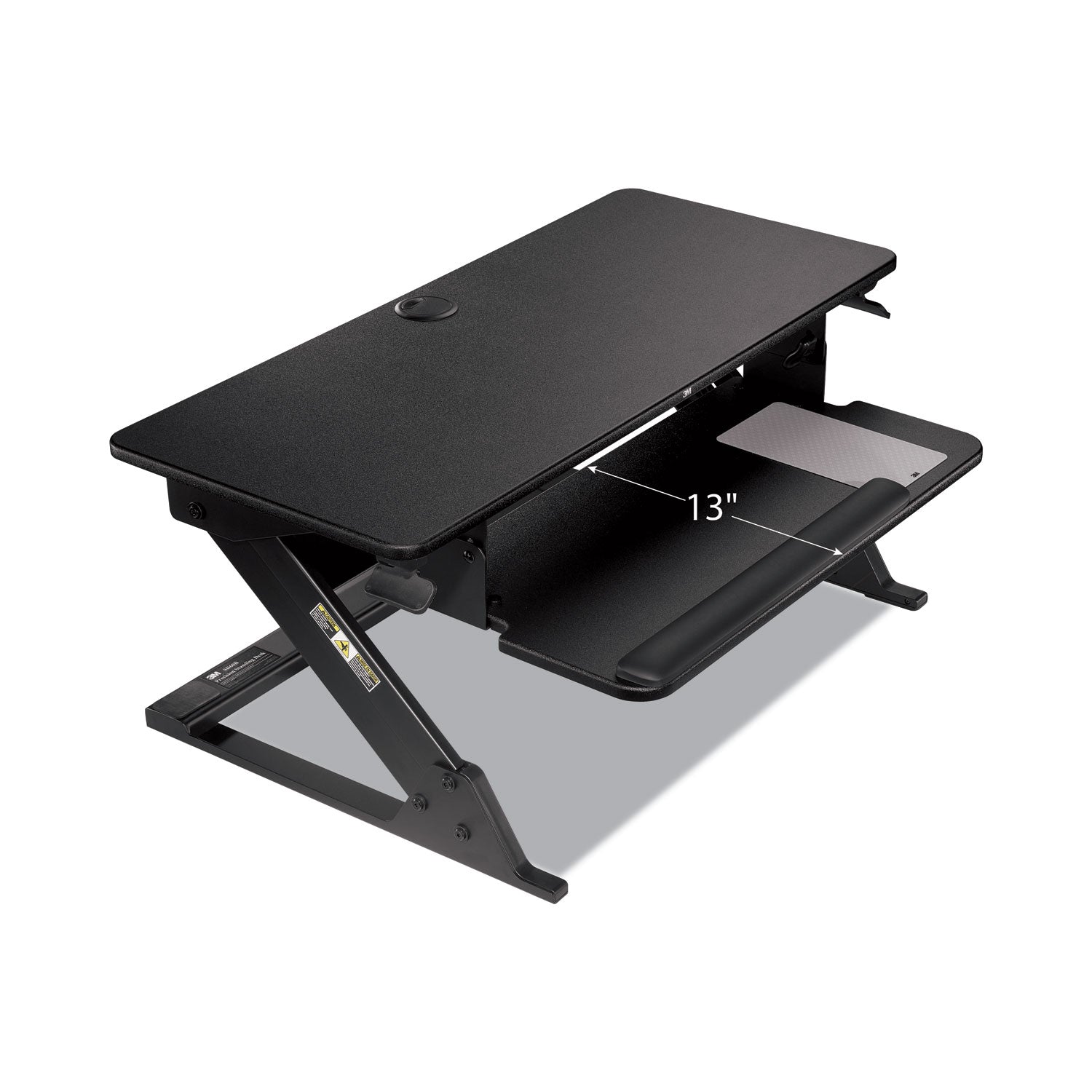 3M Precision Standing Desk, Adjustable Height 6.2"-20", Supports Up to 24" Screen, 35 lb Capacity, 23.2"W x 35.4"H x 6.2"D, Black, Includes Gel Wrist Rest & Mouse Pad, 1 Each