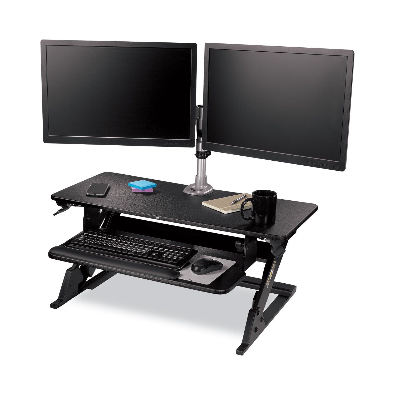 3M Precision Standing Desk, Adjustable Height 6.2"-20", Supports Up to 24" Screen, 35 lb Capacity, 23.2"W x 35.4"H x 6.2"D, Black, Includes Gel Wrist Rest & Mouse Pad, 1 Each