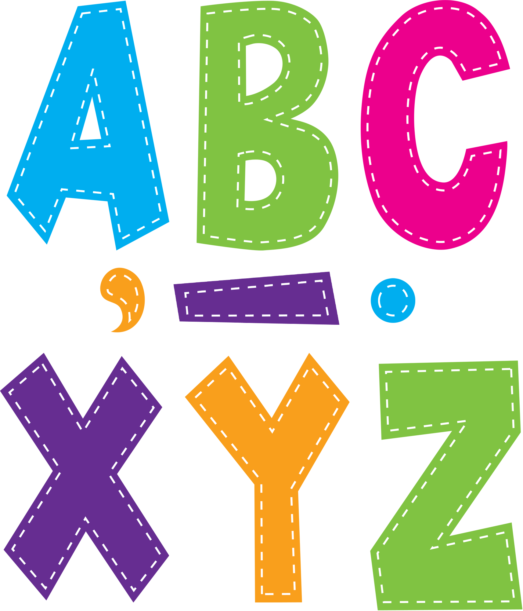 Multi Bright Stitch 7" Fun Font Letters