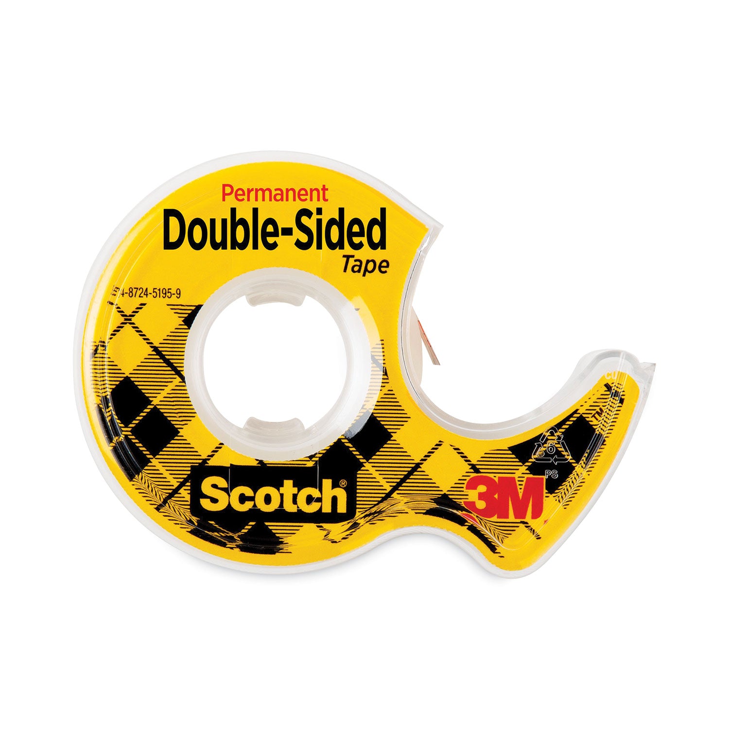 Scotch Double-Sided Tape - 12.50 yd Length x 0.50" Width - 1" Core - Clear - Acrylate - Permanent Adhesive Backing - Dispenser Included - Handheld Dispenser - Long Lasting - For Splicing, Mount Picture/Poster - 1 Roll