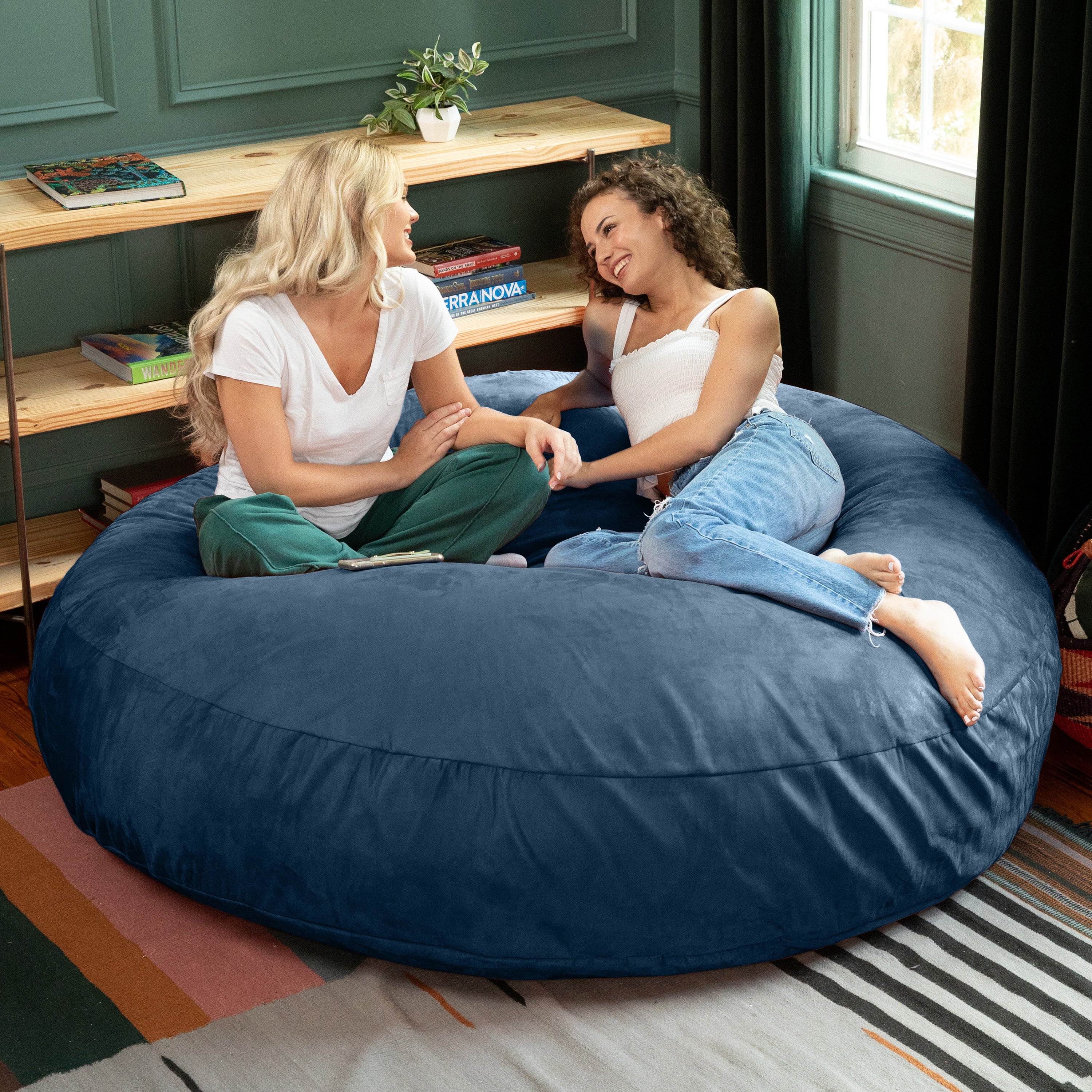 Jaxx 6 Foot Cocoon - 2-in-1 Convertible Bean Bag Bed & Large Bean Bag Chair for Adults,  Navy