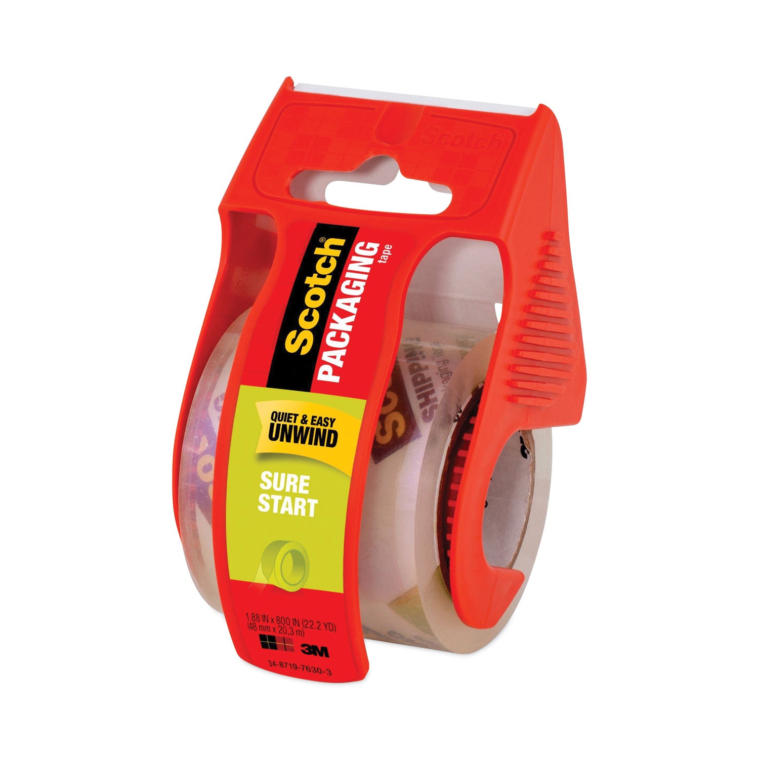 22.20 yd Length x 1.88" Width x 2.6 mil Thickness x 1.50" Diameter - 1 1/2" Core - Clear - Synthetic Rubber Backing - Dispenser Included - Handheld Dispenser - Tear Resistant, Sliver Resistant - For Mailing, Moving, Sealing - 1 Roll