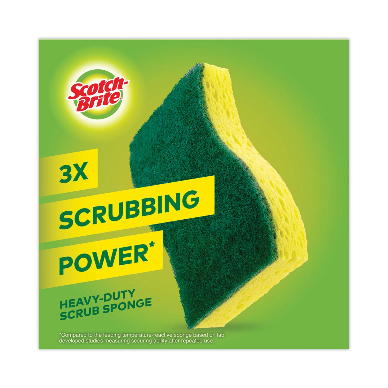 Scotch-Brite Heavy-Duty Scrub Sponges - 2.8" Height x 4.5" Width x 0.6" Depth - 6 / Pack - Green, Yellow