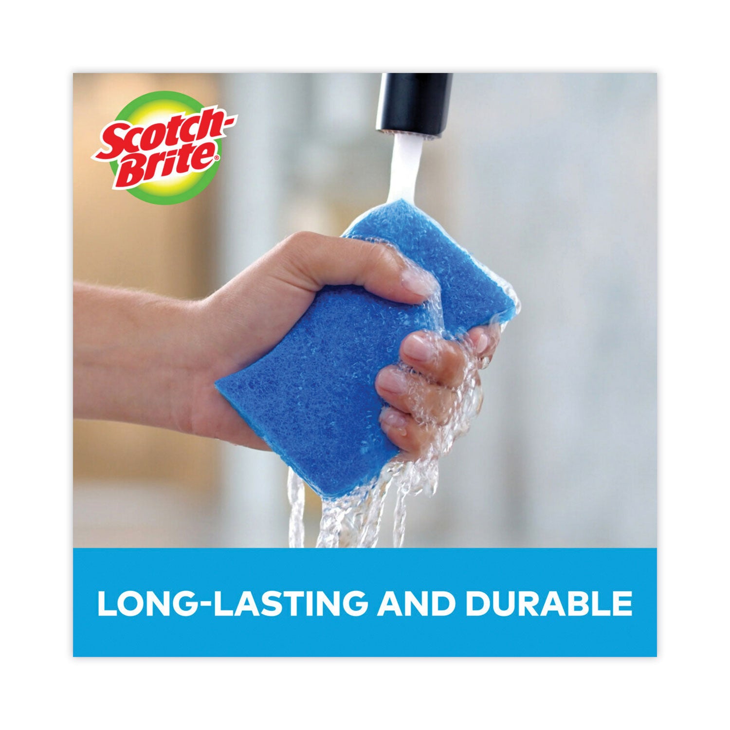 Non-Scratch Multi-Purpose Scrub Sponge, 4.4 X 2.6, 0.8" Thick, Blue, 6/pack