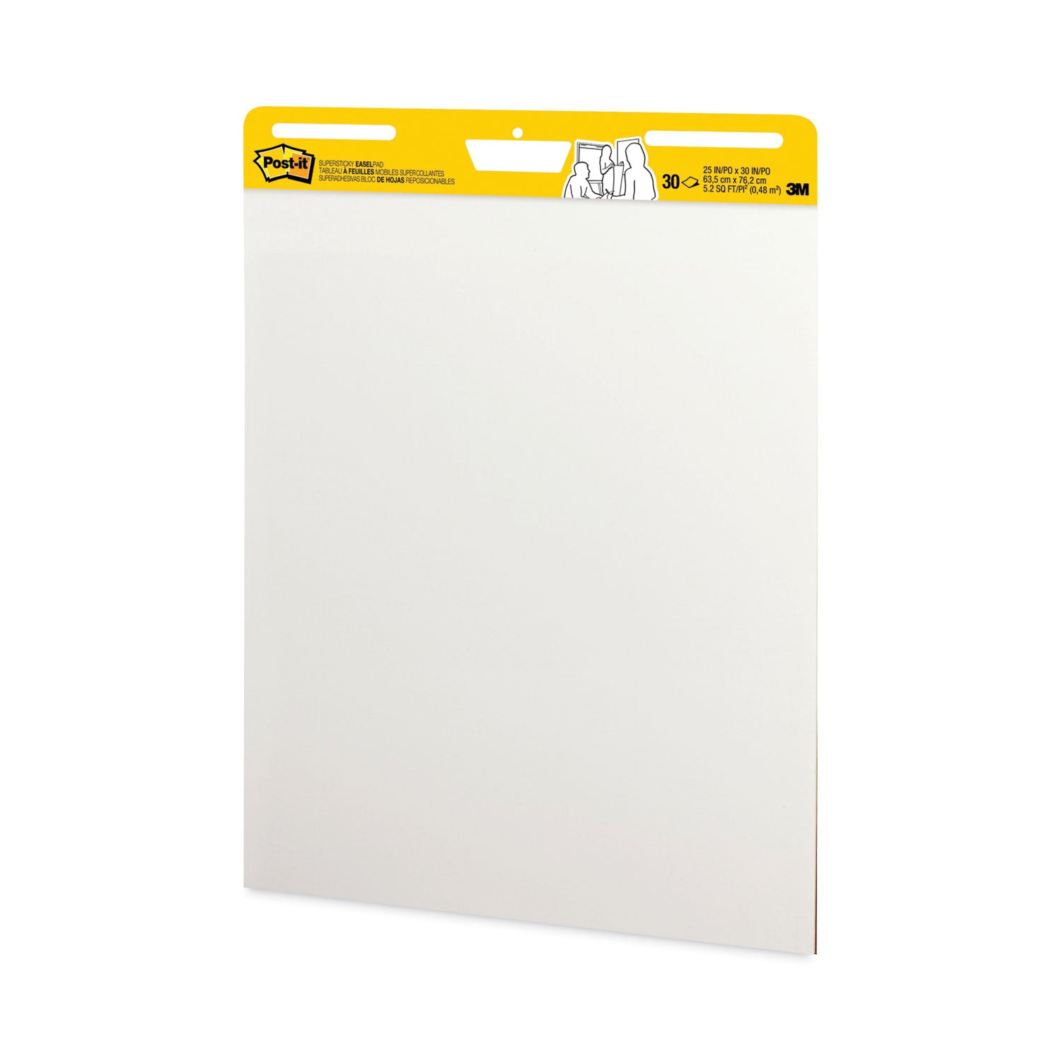 Vertical-Orientation Self-Stick Easel Pad Value Pack, Unruled, 25 x 30, White, 30 Sheets, 4/Carton