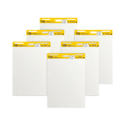 Post-it® Self-Stick Easel Pad Value Pack, 25" x 30", White, 30 Sheets per Pad, 6 Pads per Carton, Stapled, Cardboard Cover, Repositionable, Bleed-Free, Sturdy Back
