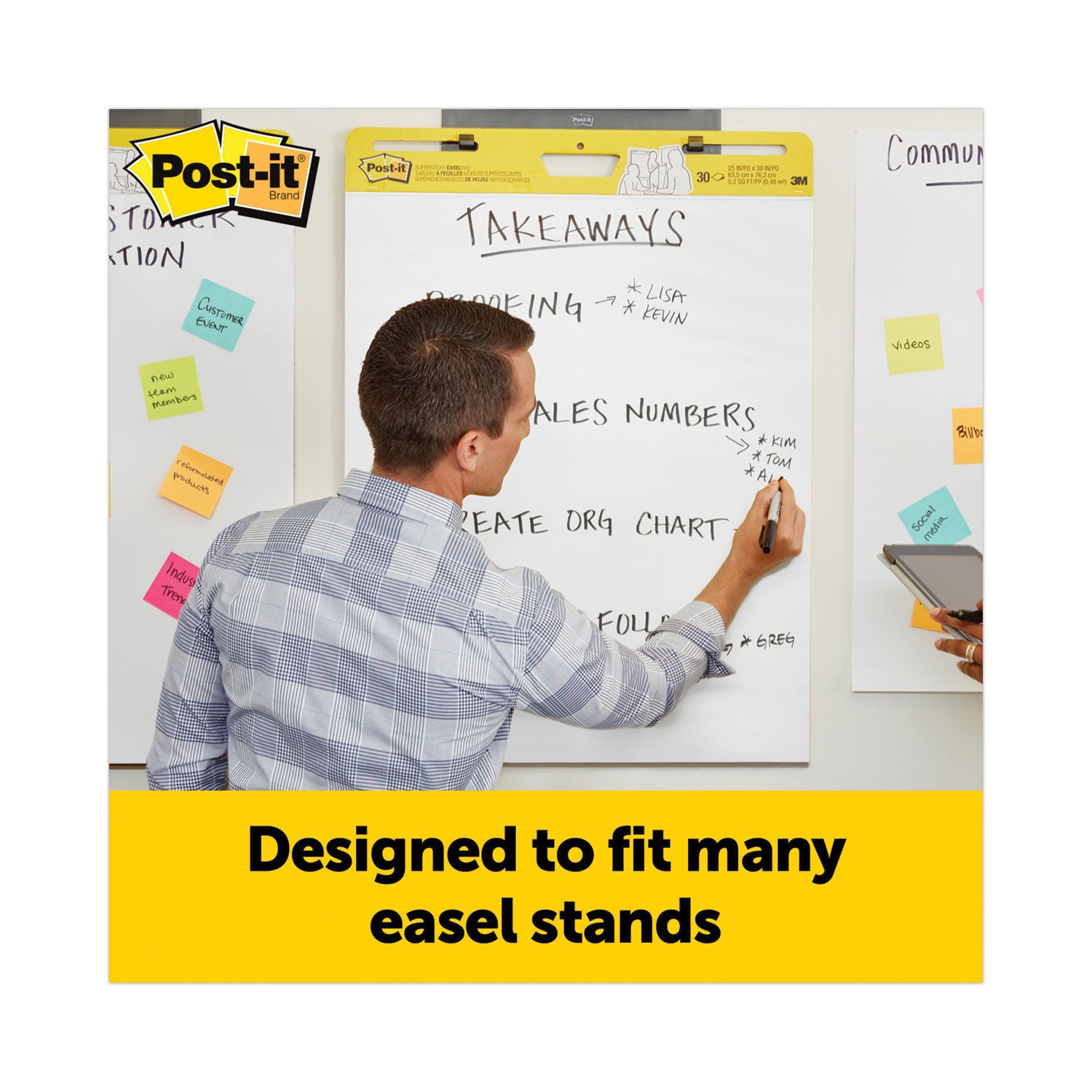 Post-it® Self-Stick Easel Pad Value Pack, 25" x 30", White, 30 Sheets per Pad, 6 Pads per Carton, Stapled, Cardboard Cover, Repositionable, Bleed-Free, Sturdy Back