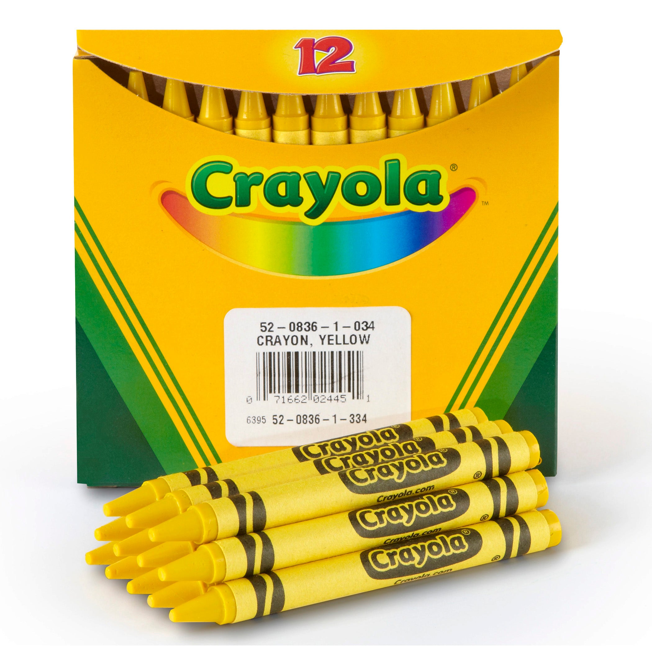 Bulk Crayons, Yellow, Regular Size, 12 Count