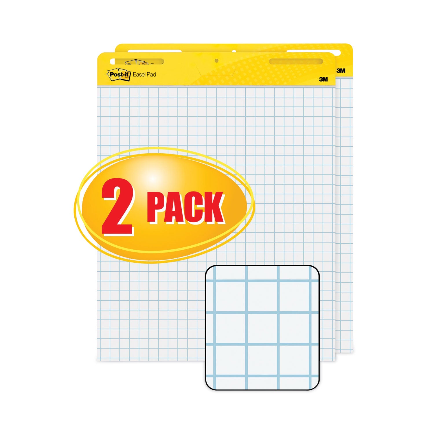 Post-it Self-Stick Easel Pad Value Pack, 25" x 30", White, Feint Ruling, Blue Margin, 30 Sheets per Pad, 2 Pads per Carton, Stapled, Self-adhesive, Repositionable, Sturdy Back, Cardboard Cover