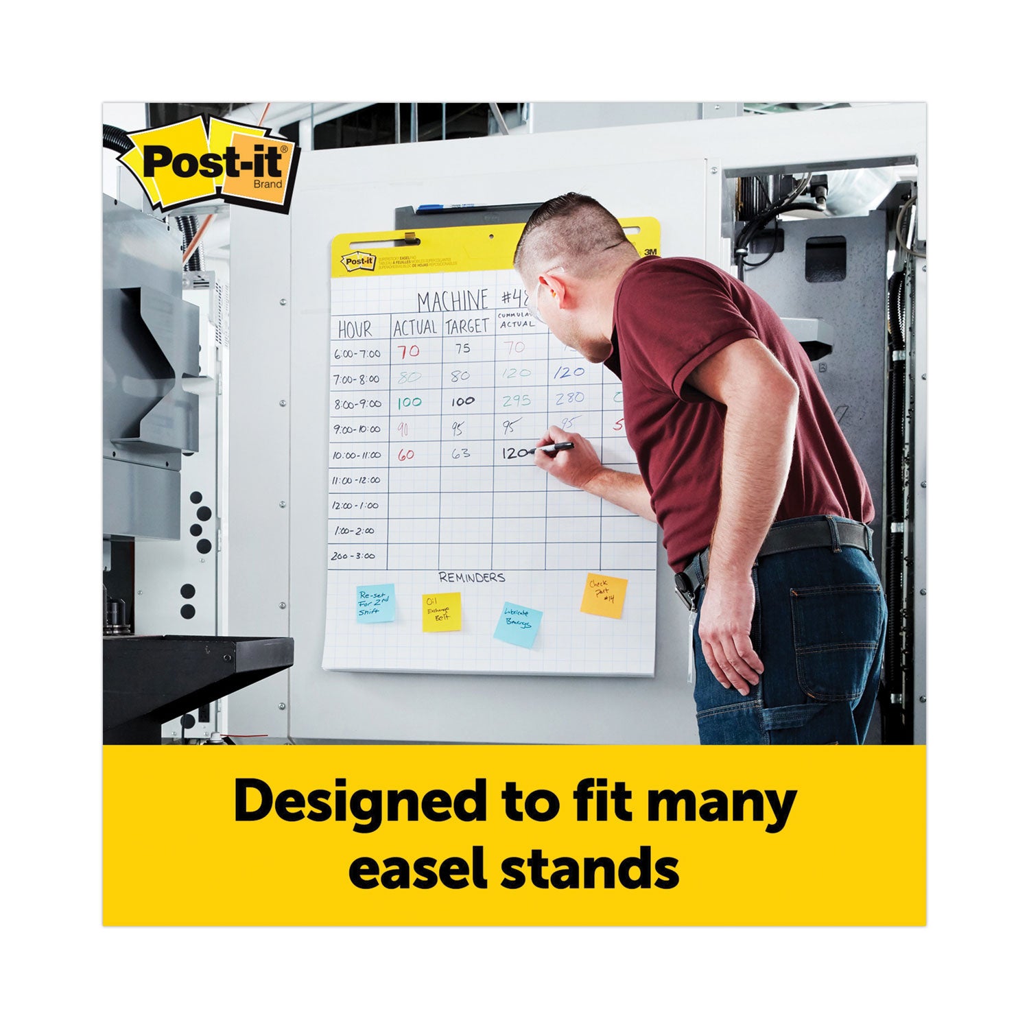 Post-it Self-Stick Easel Pad Value Pack, 25" x 30", White, Feint Ruling, Blue Margin, 30 Sheets per Pad, 2 Pads per Carton, Stapled, Self-adhesive, Repositionable, Sturdy Back, Cardboard Cover