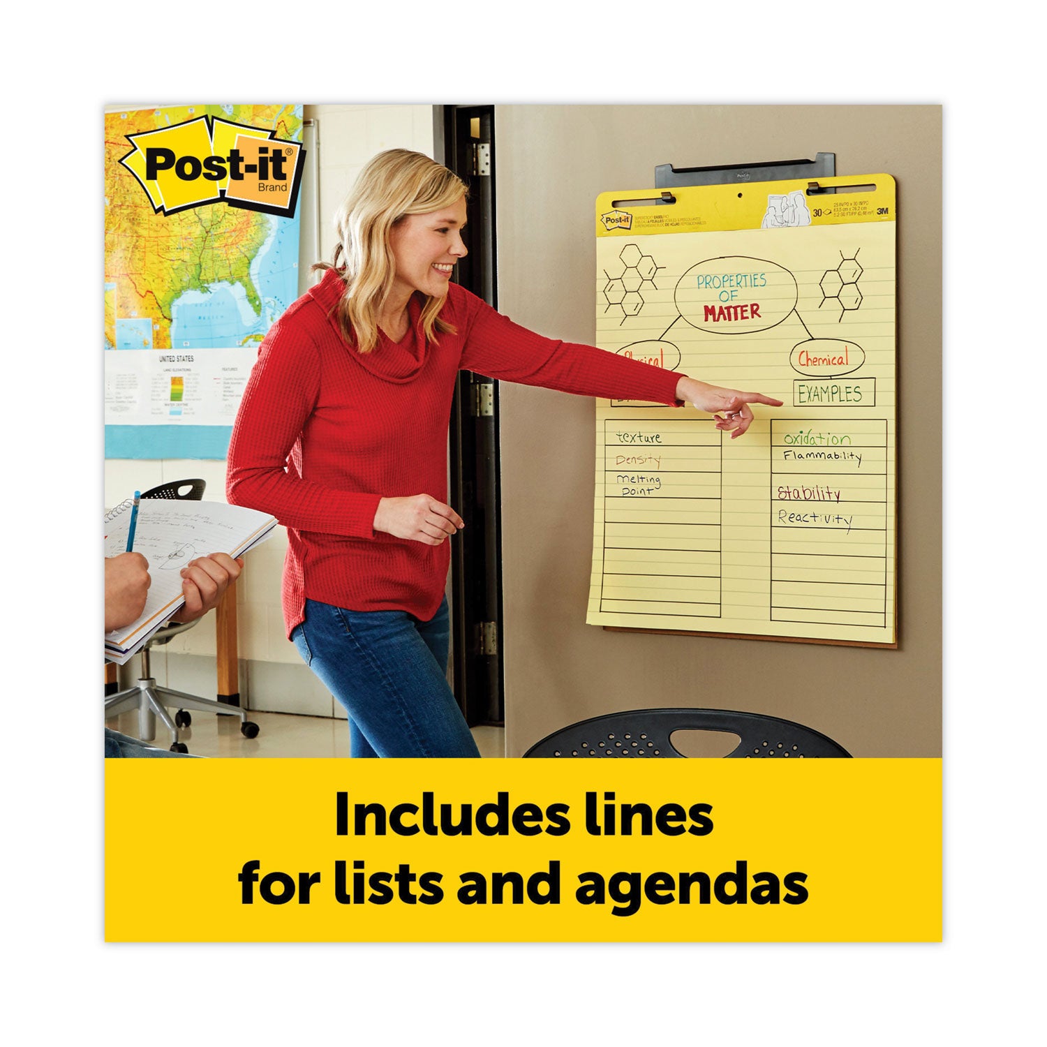 Super Sticky Easel Pads, 25" x 30", Yellow, 2 Pads
