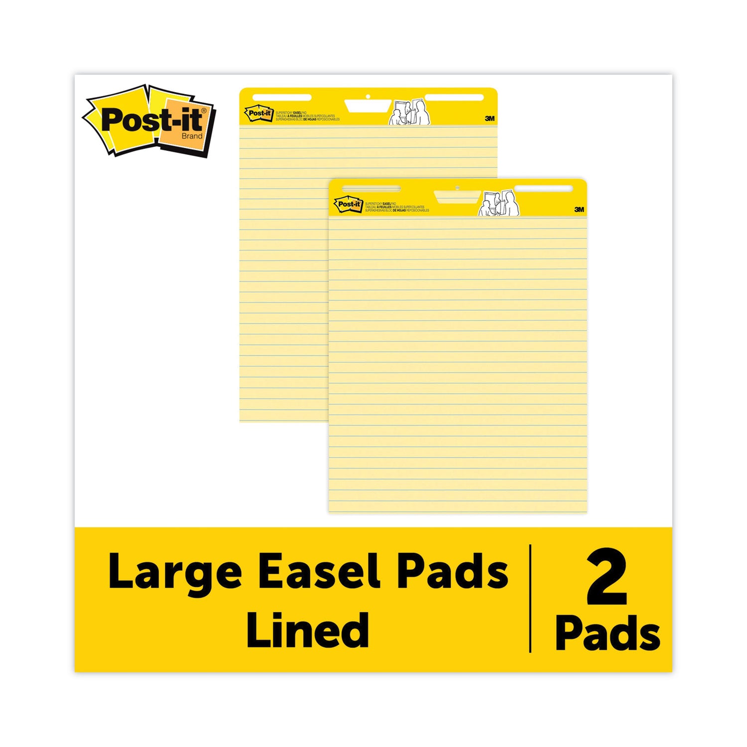 Super Sticky Easel Pads, 25" x 30", Yellow, 2 Pads