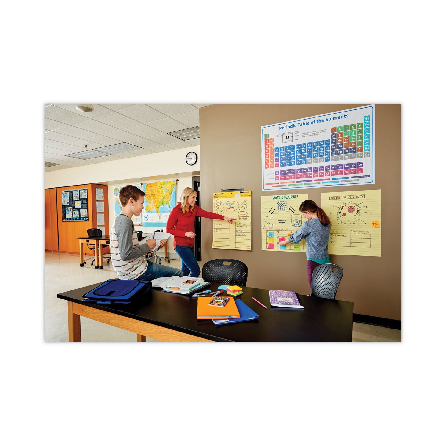 Post-it Super Sticky Easel Pad, 25" x 30", Canary Yellow, Feint Blue Margin, 30 Sheets per Pad, 4 Pads per Pack, Stapled, Self-adhesive, Perforated, Repositionable, Sturdy Back, Cardboard Cover