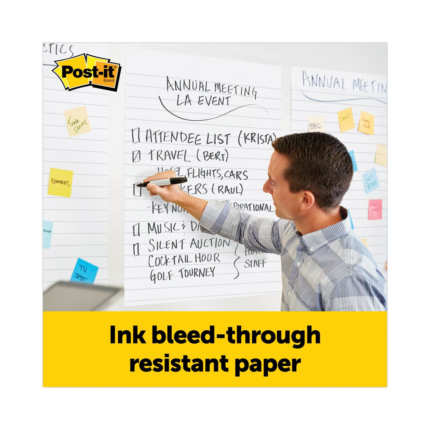 Post-it Super Sticky Easel Pad, Ruled, 25" x 30", 30 Sheets per Pad, 2 Pads per Carton, Self-Stick, Repositionable, Bleed-Resistant, Handle, Sturdy Backcard, Universal Slot, Adhesive Backing