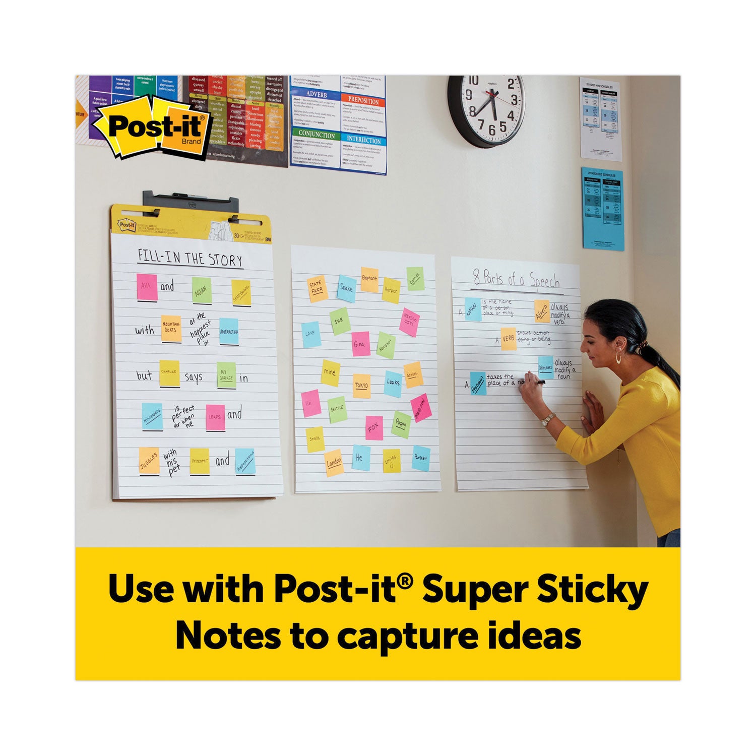 Post-it Super Sticky Easel Pad, Ruled, 25" x 30", 30 Sheets per Pad, 2 Pads per Carton, Self-Stick, Repositionable, Bleed-Resistant, Handle, Sturdy Backcard, Universal Slot, Adhesive Backing